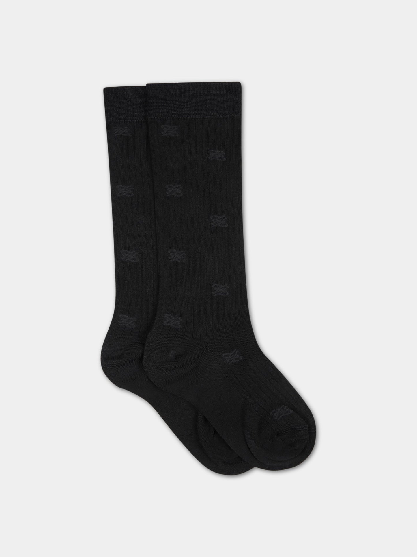 Calze nere per bambina con doppie FF,Fendi Kids,JFN024 AHQN F0QA1