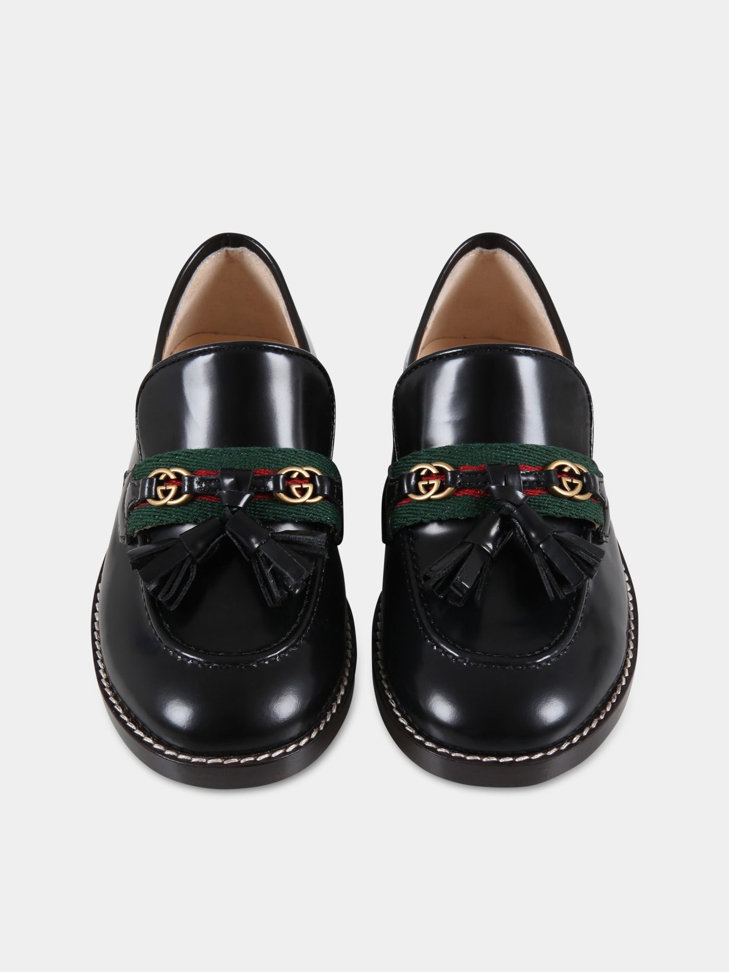 Mocassini neri per bambini con doppie GG,Gucci Kids,662190 1PKE0 1063