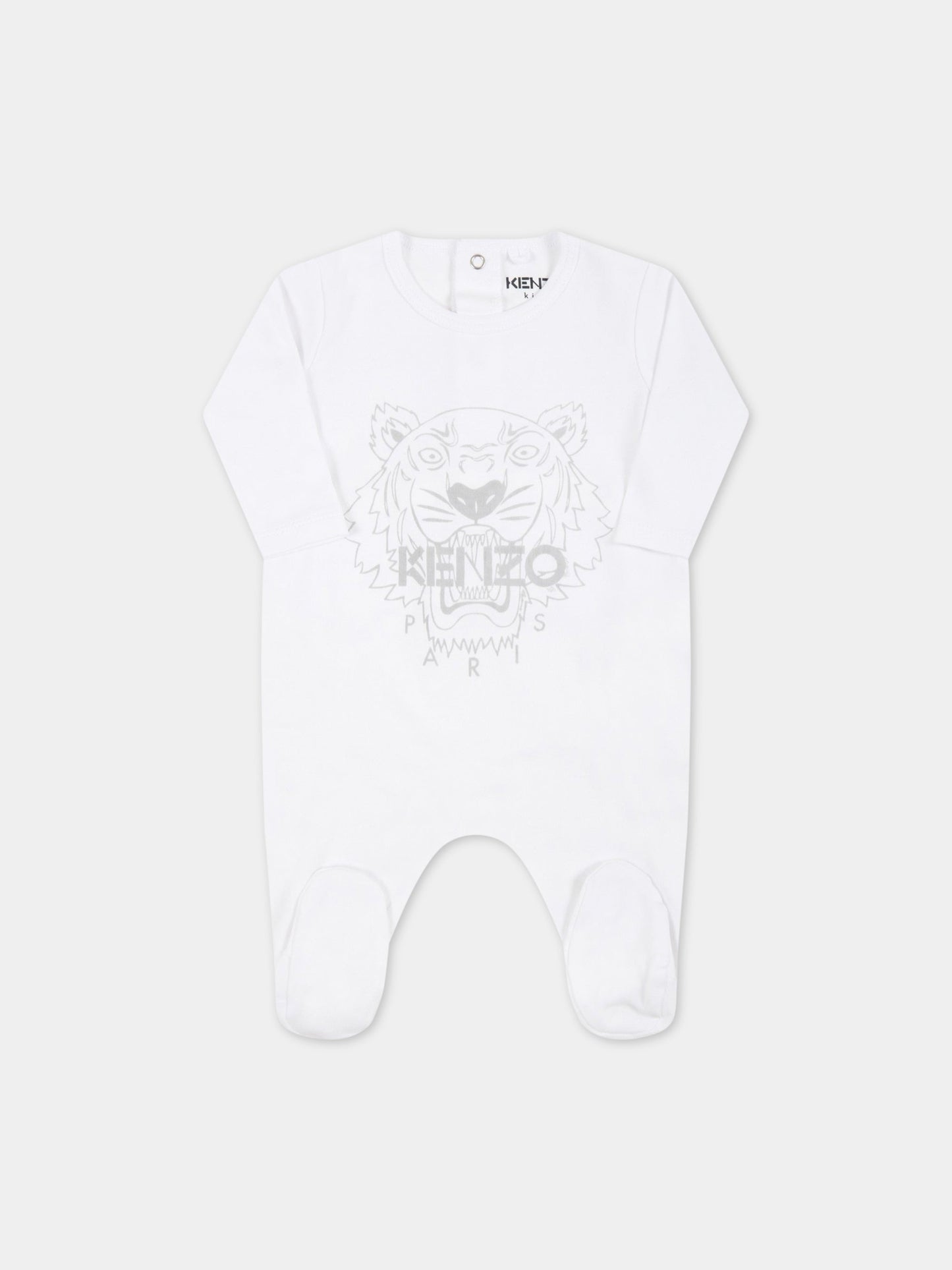 Set bianco per neonati con tigre e loghi,Kenzo Kids,K90021 103