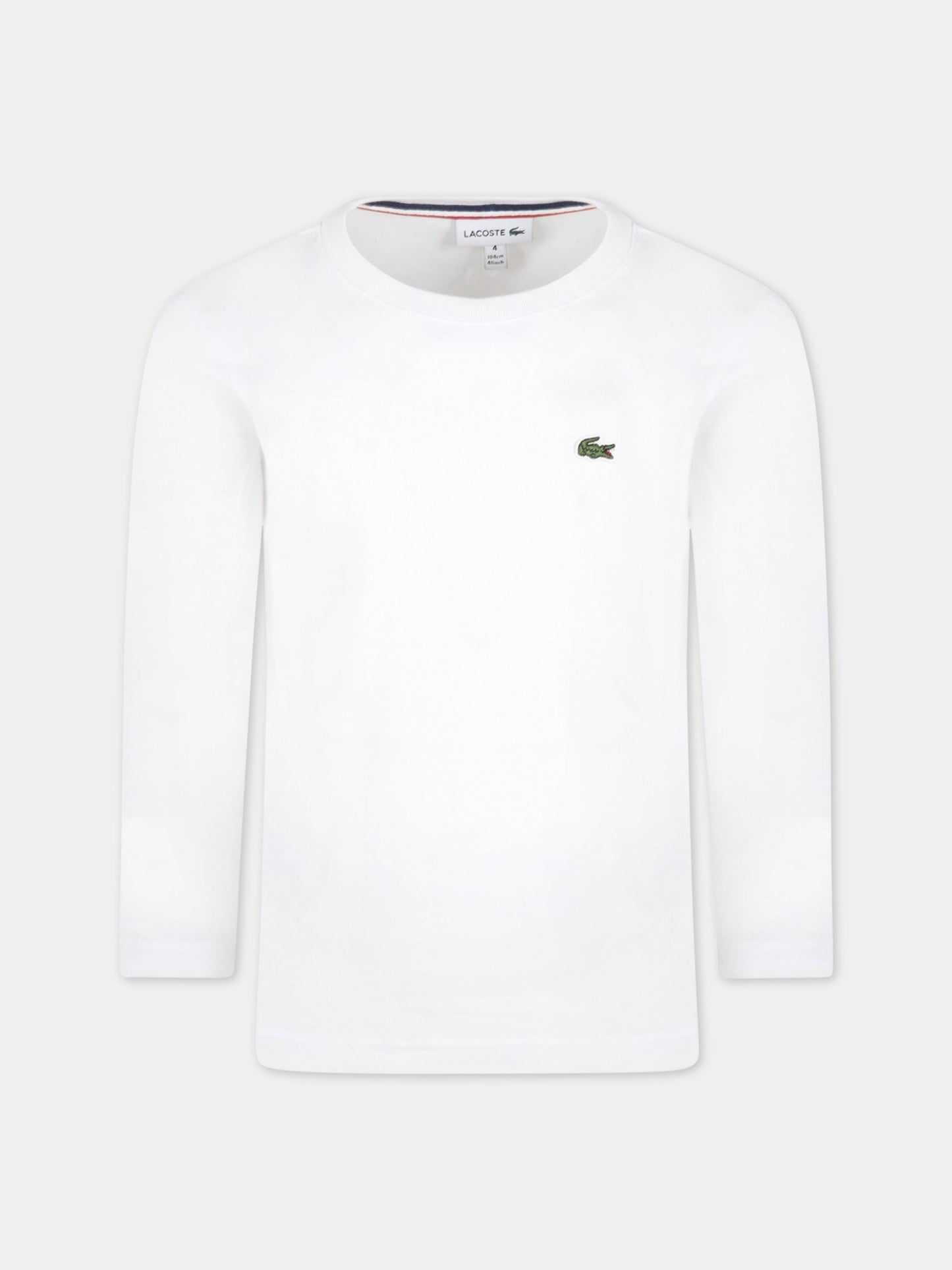 T-shirt bianca per bambino con iconico coccodrillo,Lacoste,ABTJ2093 001