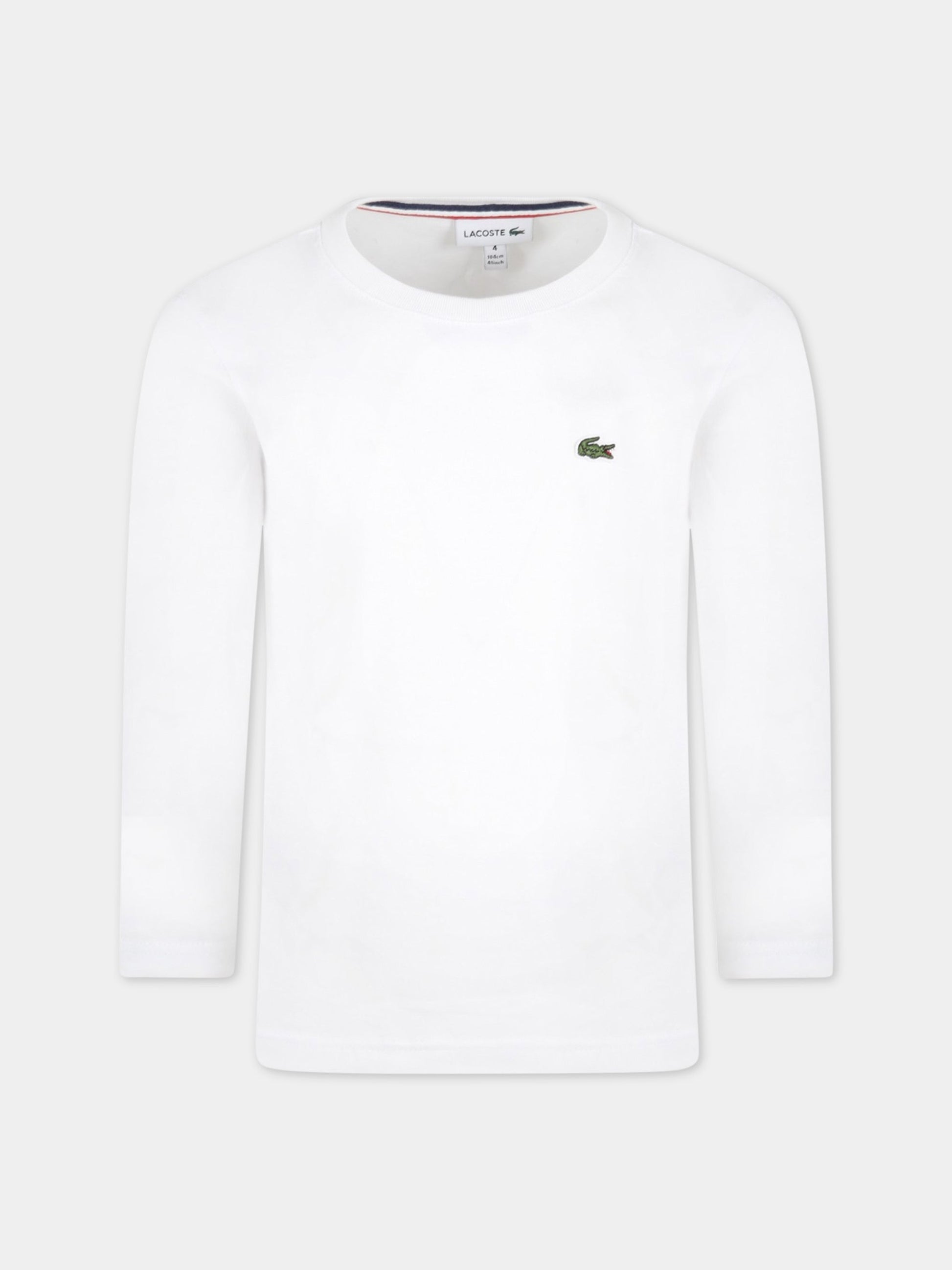 T-shirt bianca per bambino con iconico coccodrillo,Lacoste,ABTJ2093 001