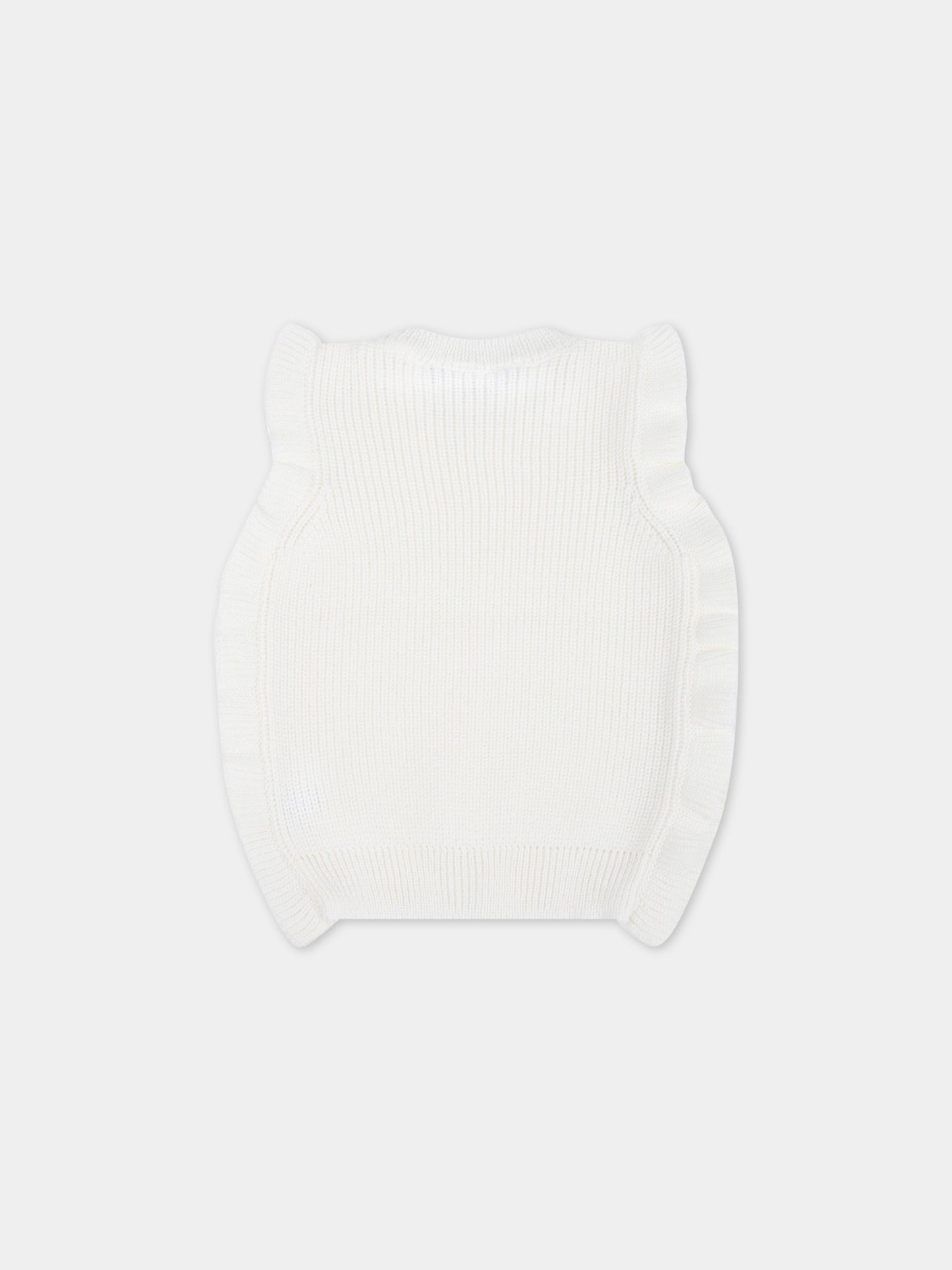 Gilet avorio per neonata con rouche,Little Bear,3165 LATTE