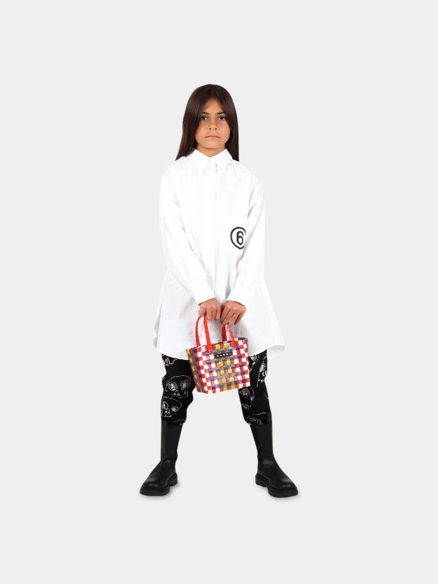 Camicia bianca per bambini con logo,Mm6 Maison Margiela,M60049 MM014 M6100