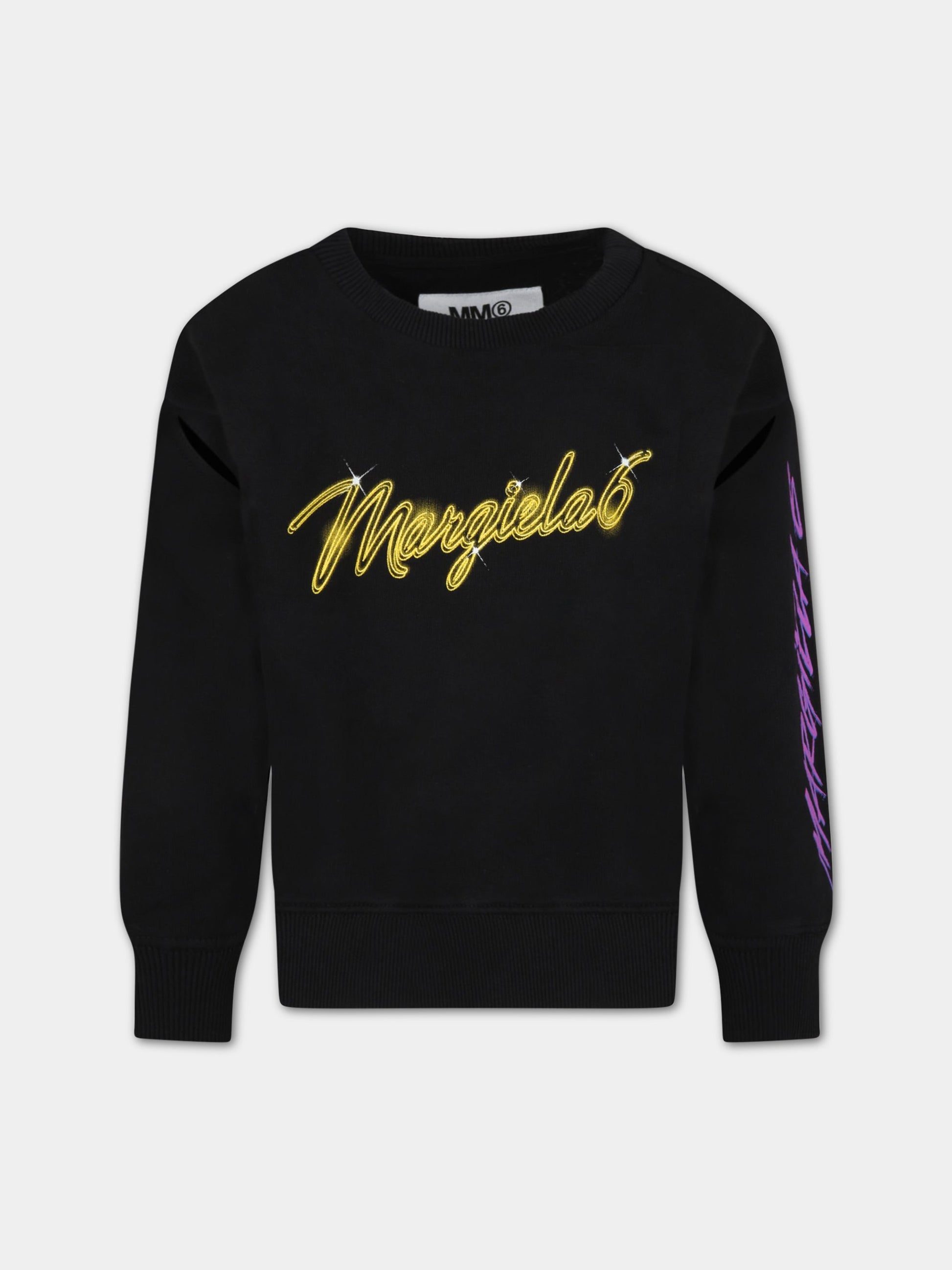 Felpa nera per bambini con loghi,Mm6 Maison Margiela,M60020 MM007 M6900