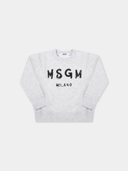 Felpa grigia per neonati con logo,Msgm Kids,MS027872 107