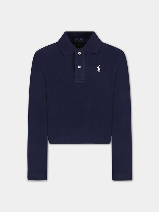 Polo blu per bambina con iconico cavallino,Ralph Lauren Kids,846215002