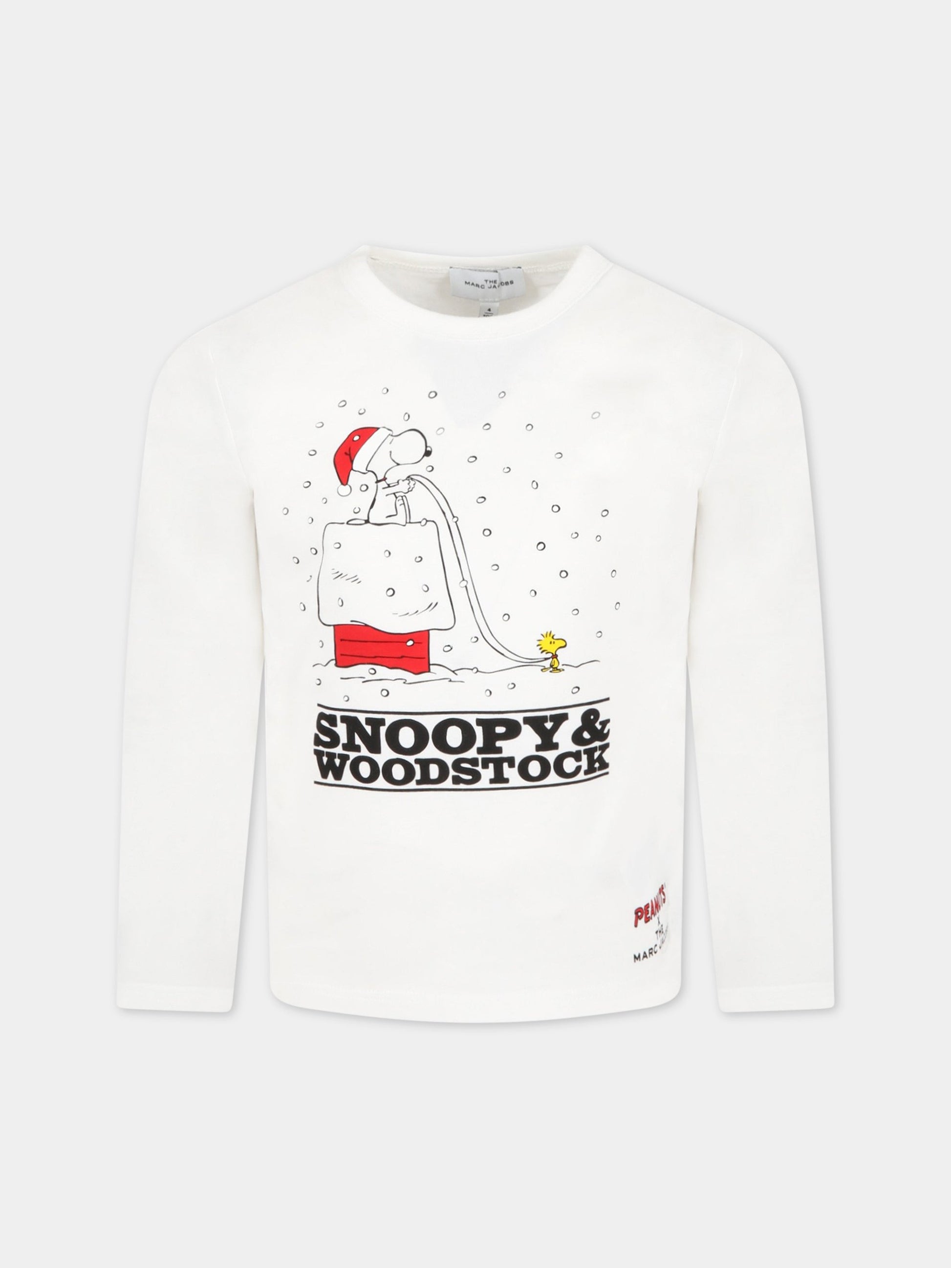 T-shirt bianca per bambini con Snoopy,Little Marc Jacobs,W15589 117