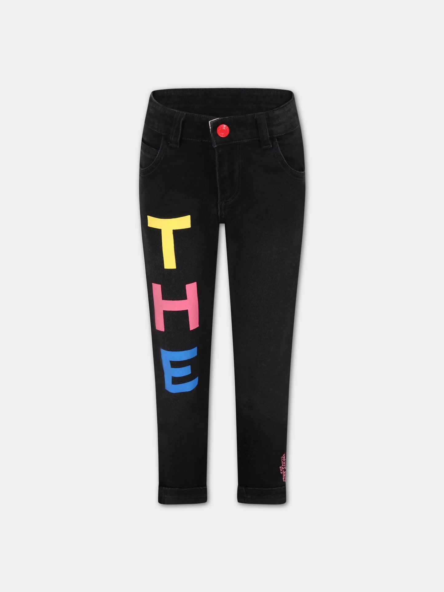 Jeans nero per bambina con loghi,Little Marc Jacobs,W14281 Z21