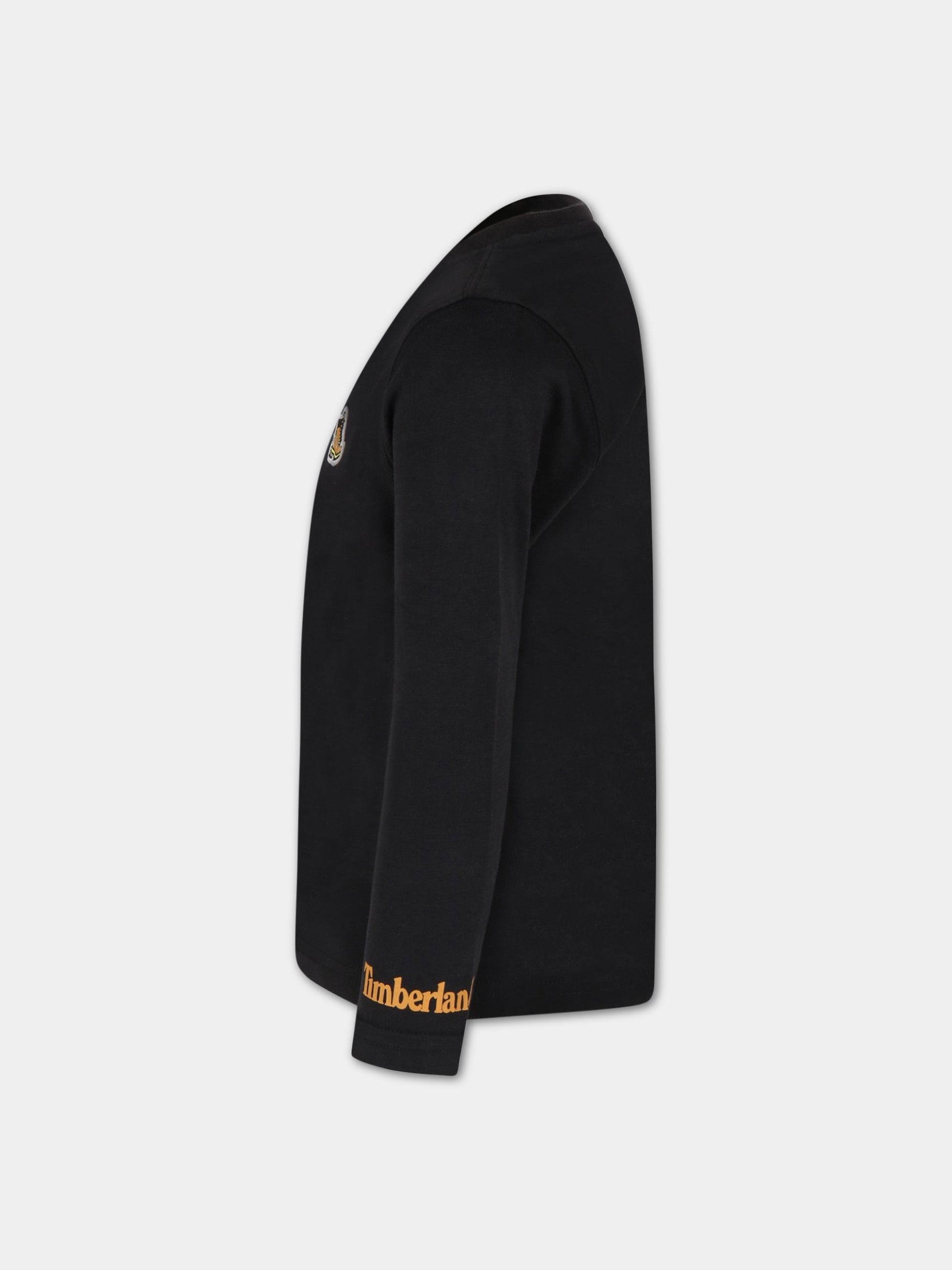 T-shirt nera per bambino con iconica scarpa,Timberland,T25S75 09B