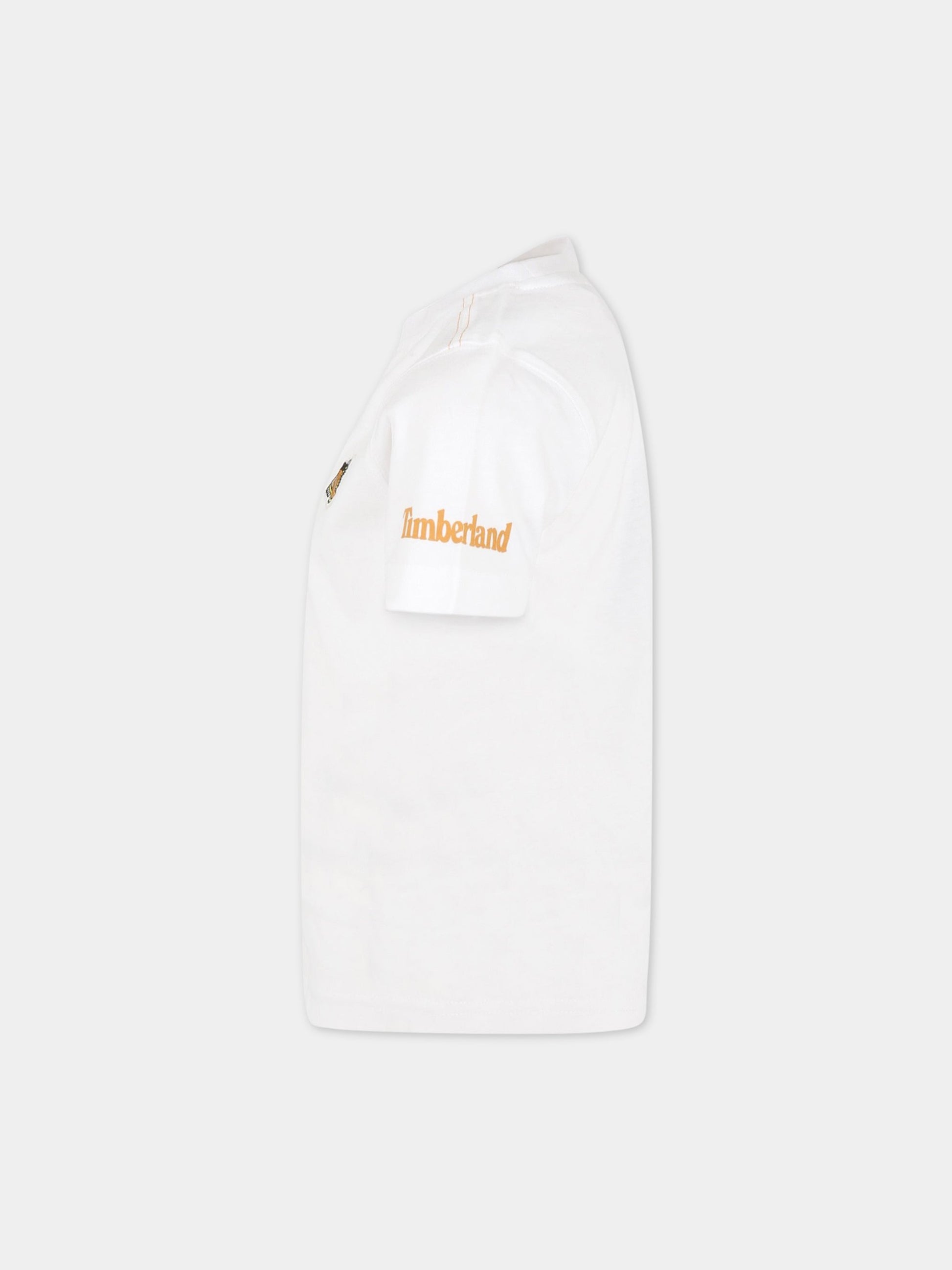 T-shirt bianca per bambino con scarpa,Timberland,T25S74 10B