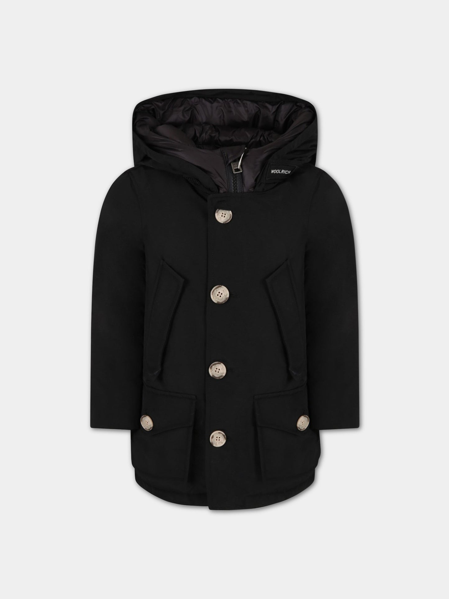 Piumino nero per bambino con logo,Woolrich Kids,CFWKOU0188MRUT0641 BLK