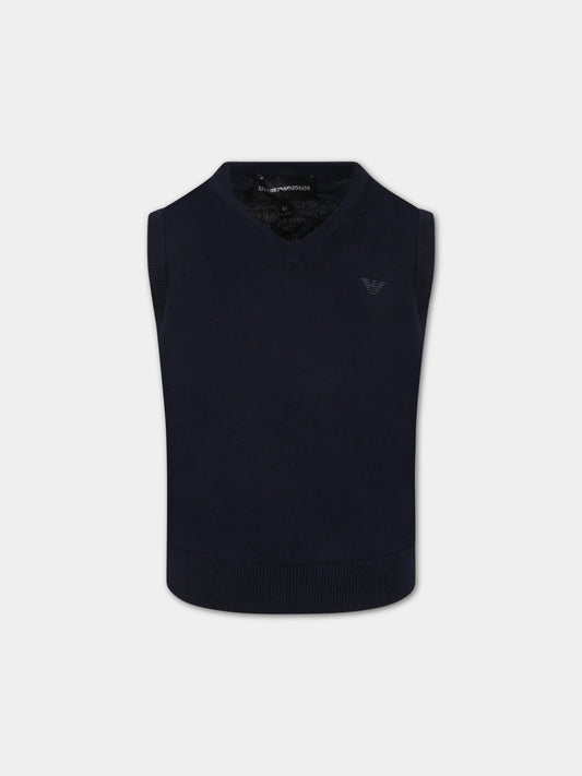 Gilet blu per bambino con logo,Armani Junior,8N4M92 4M0HZ 0930