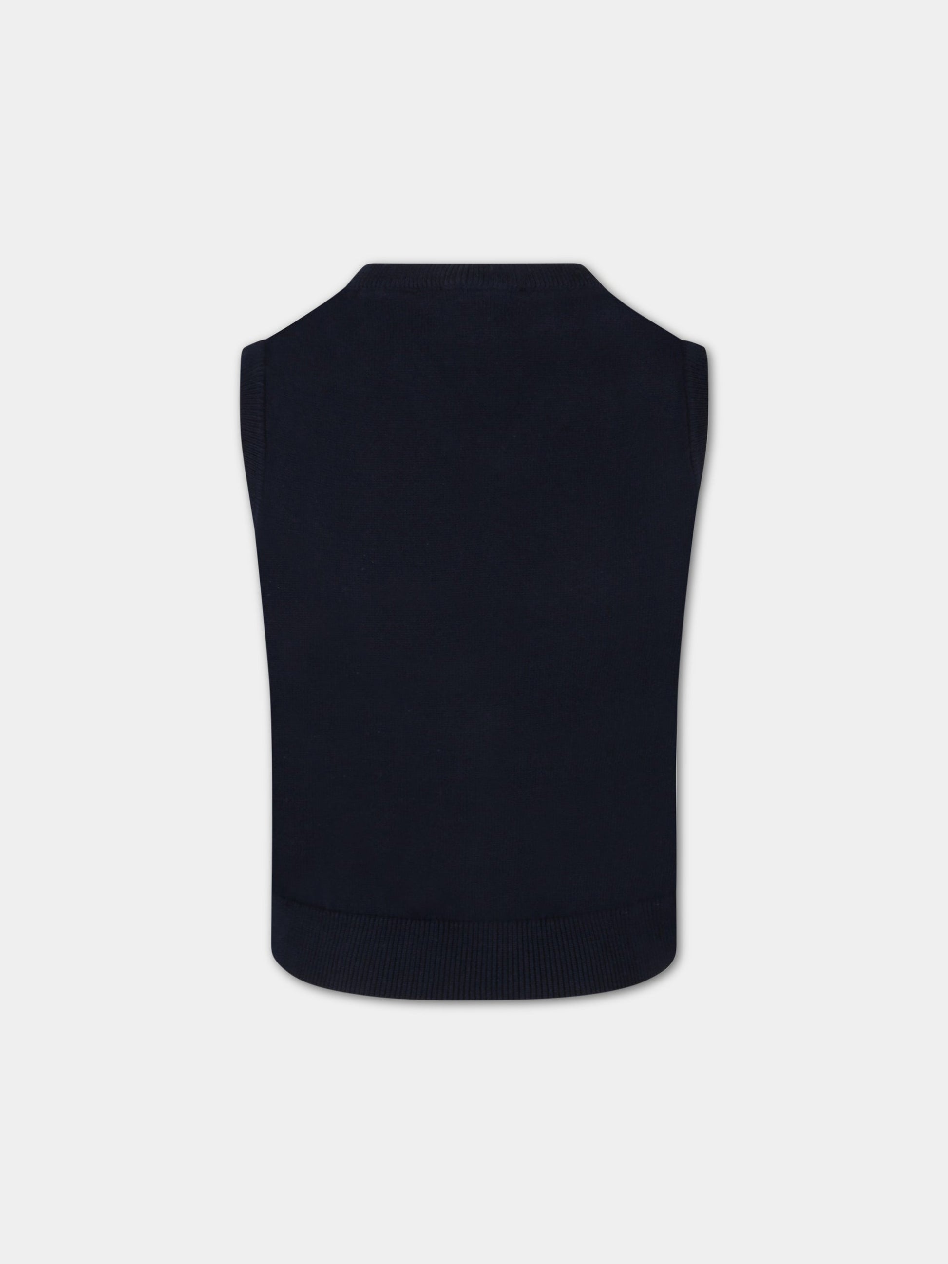 Gilet blu per bambino con logo,Armani Junior,8N4M92 4M0HZ 0930