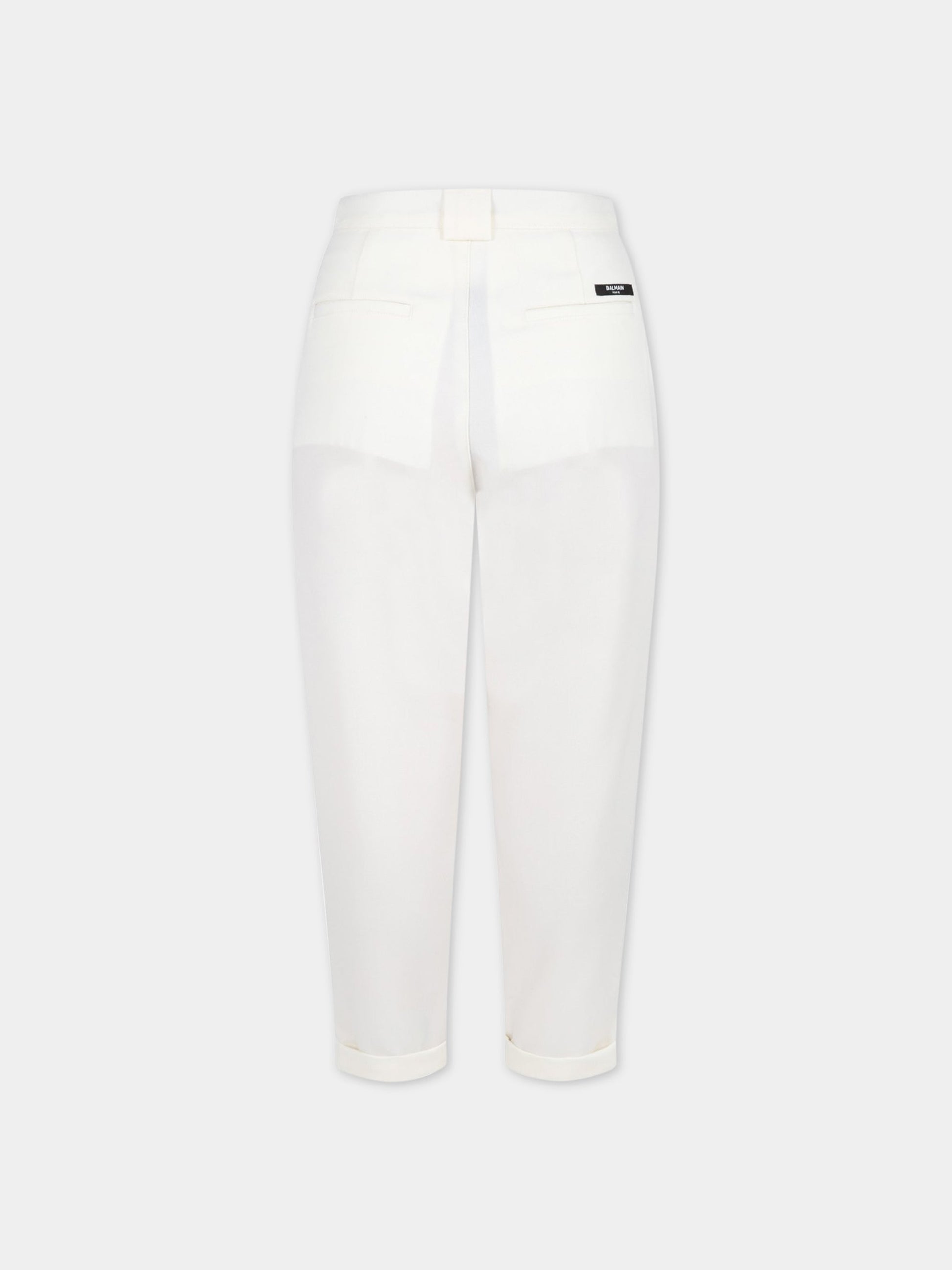 Pantaloni avorio per bambino con logo,Balmain Kids,6Q6690 I0028 102