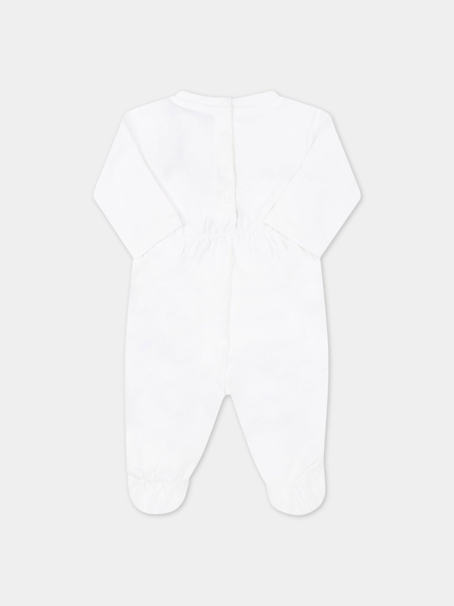 Set bianco per neonato con doppio logo blu,Balmain Kids,6Q8A50 Z0057 100AZ