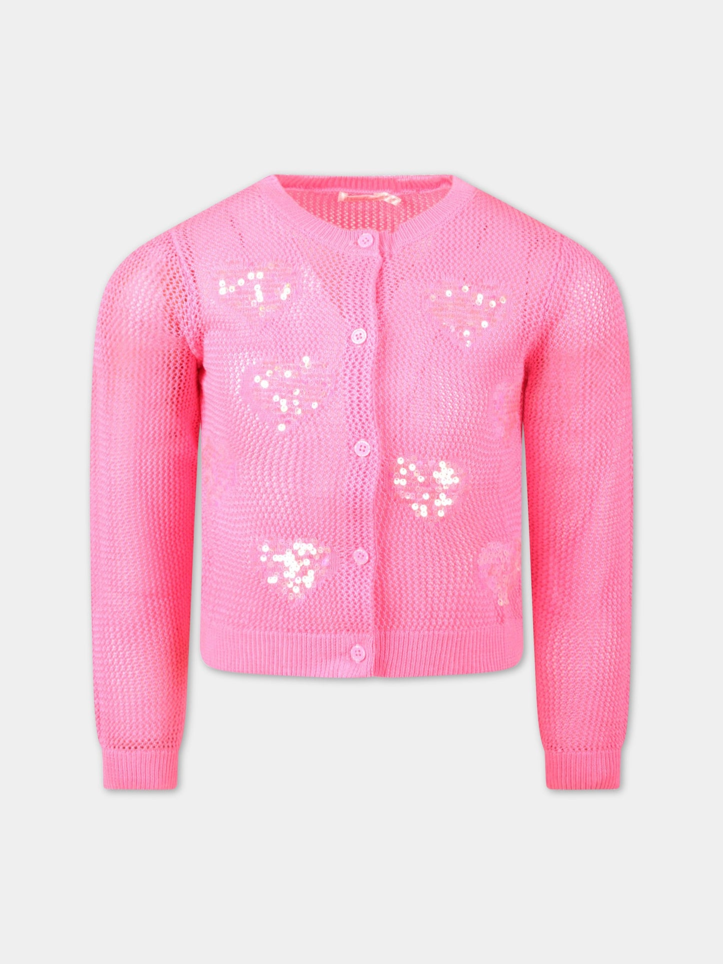 Cardigan fucsia per bambina con paillettes,Billieblush,U15952 47T