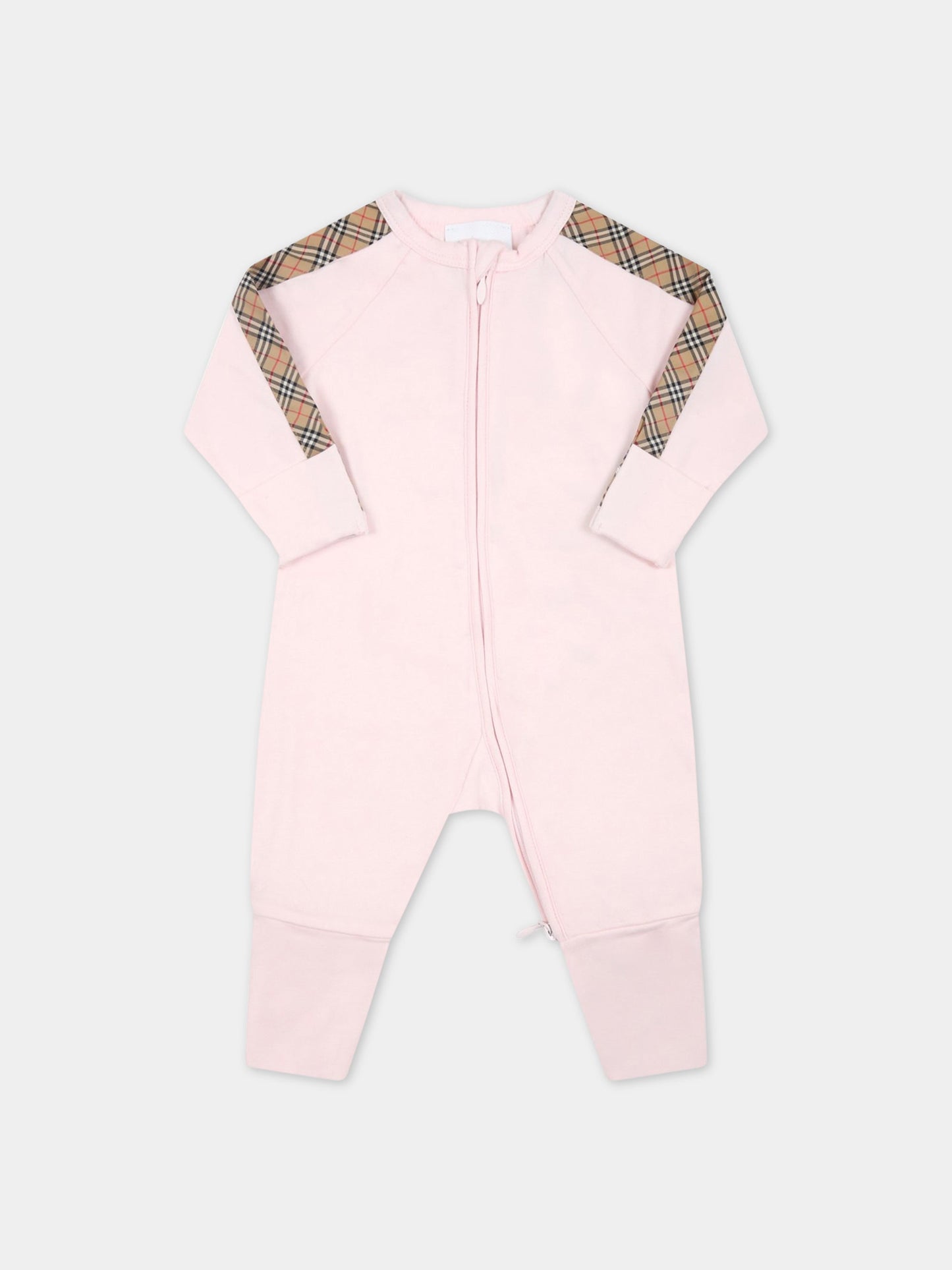 Set rosa per neonata con iconico check vintage,Burberry Kids,8048410