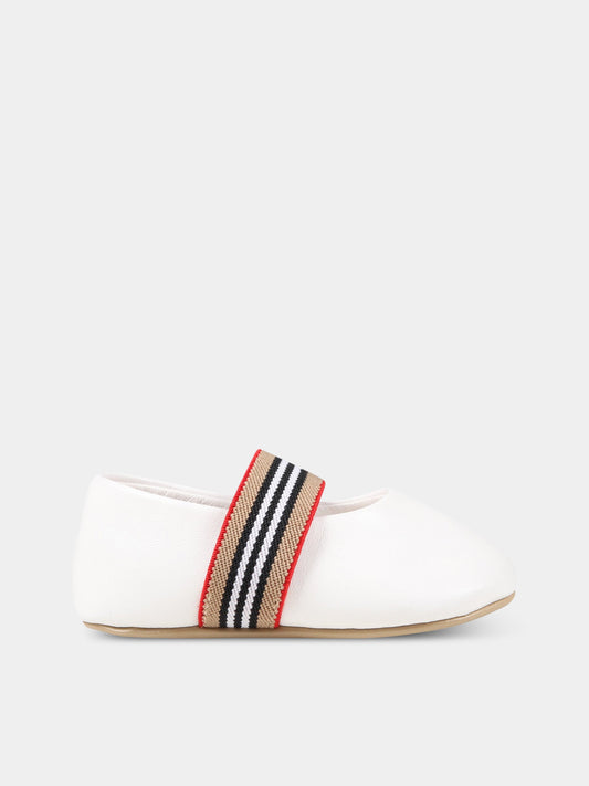 Ballerine bianche per neonata con check vintage,Burberry Kids,8047513