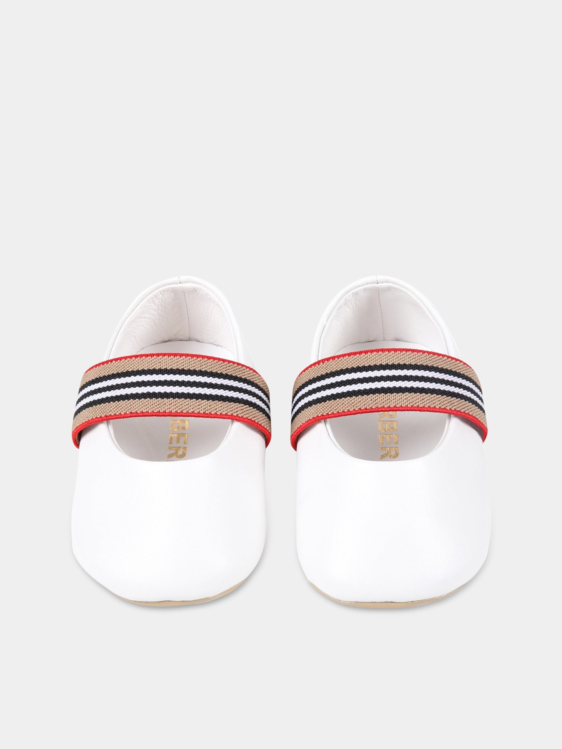 Ballerine bianche per neonata con check vintage,Burberry Kids,8047513