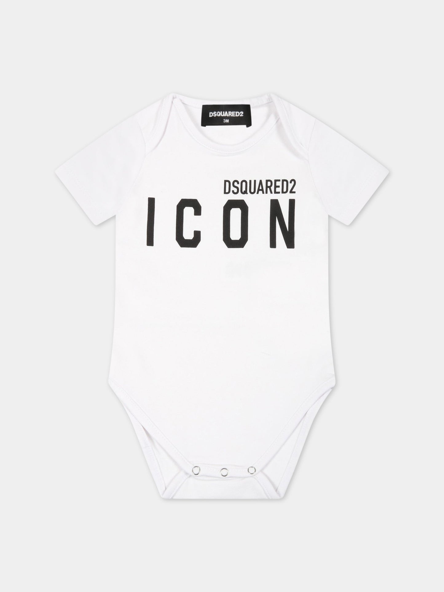 Body bianco per neonato con logo nero,Dsquared2,DQ1030 D008J DQ100