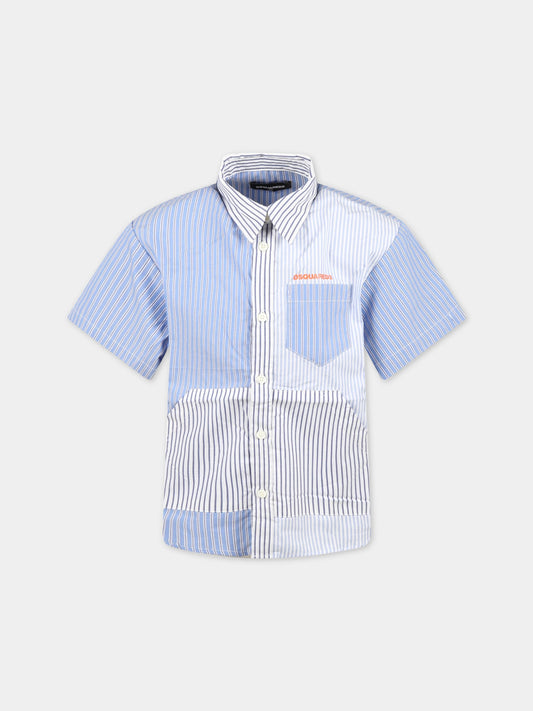 Camicia celeste per bambino con logo arancione,Dsquared2,DQ0771 D0012 DQC32