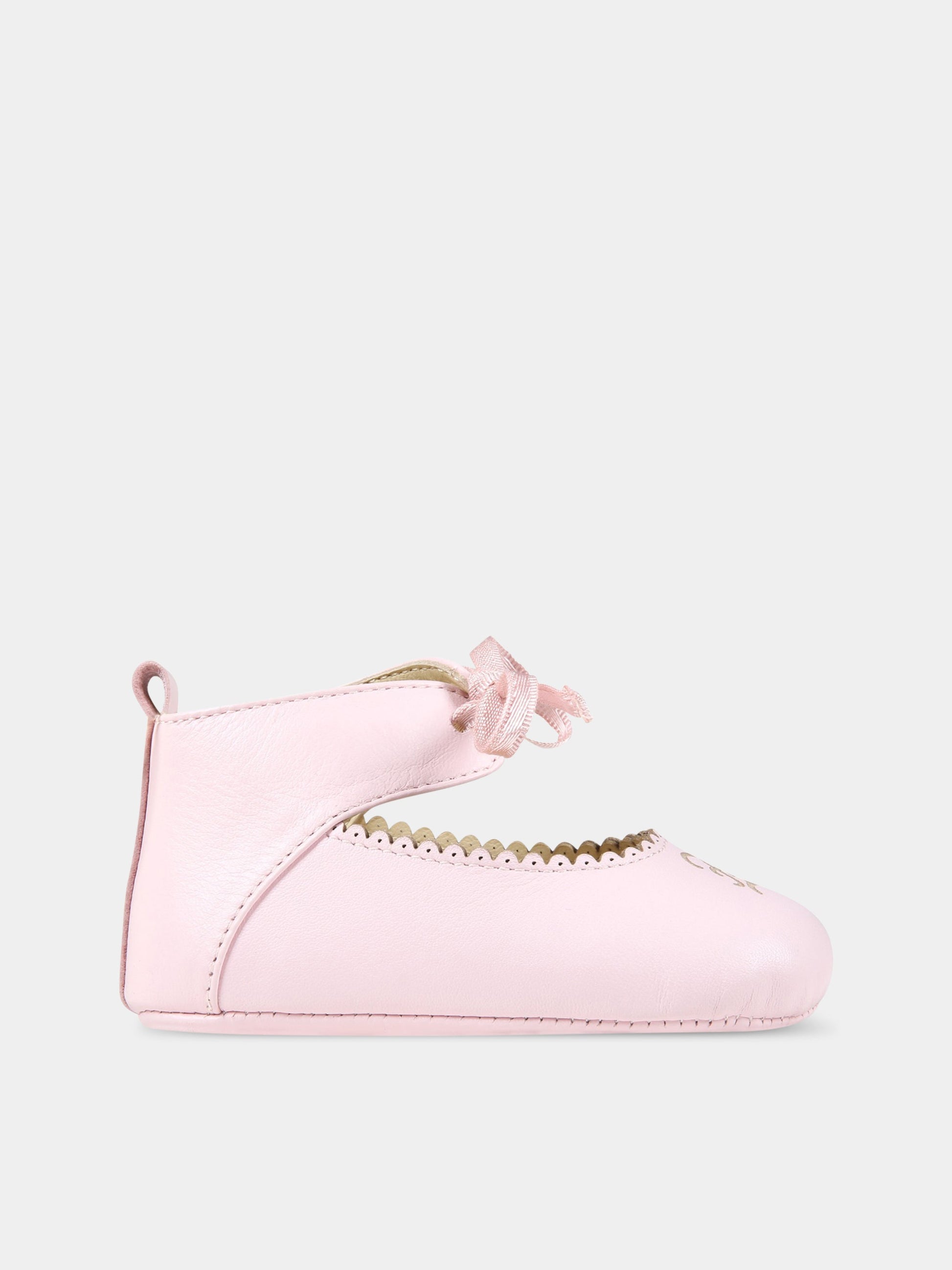 Ballerine rosa per neonata con FF karligraphy,Fendi Kids,BFR096 AHHK F0UH3