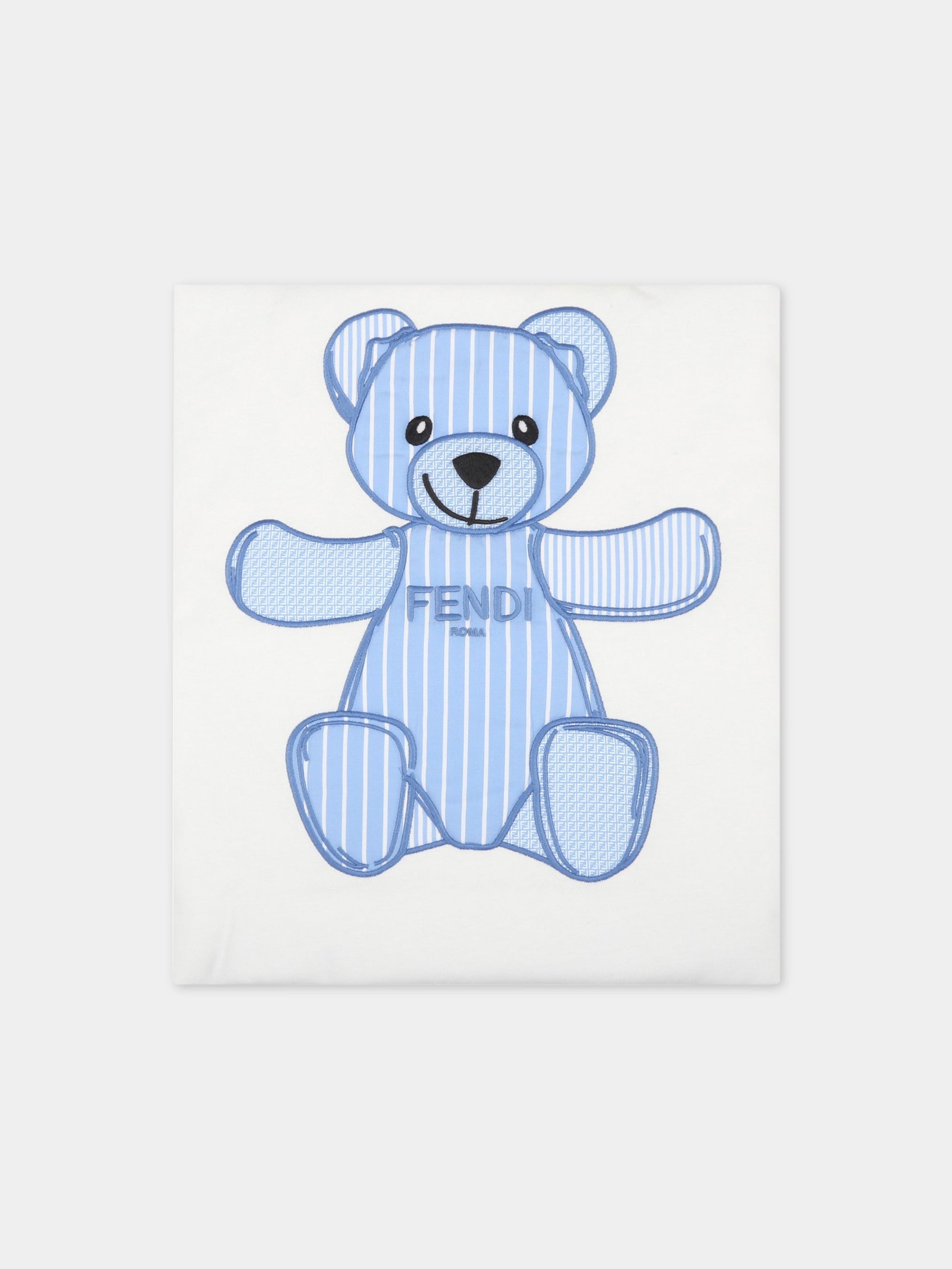 Coperta bianca per neonato con orso,Fendi Kids,BUJ200 AJ20 F1FXY