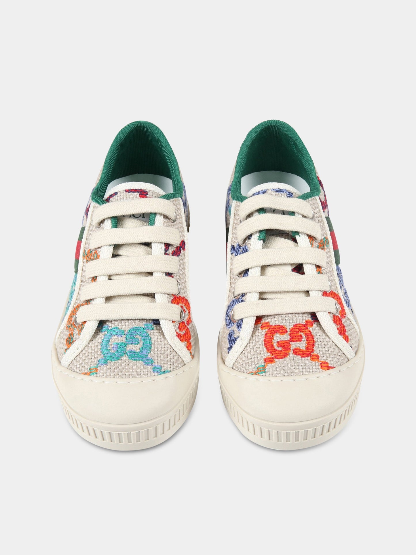 Sneakers beige per bambini con doppia GG,Gucci Kids,682230/29 UFTA0 8467