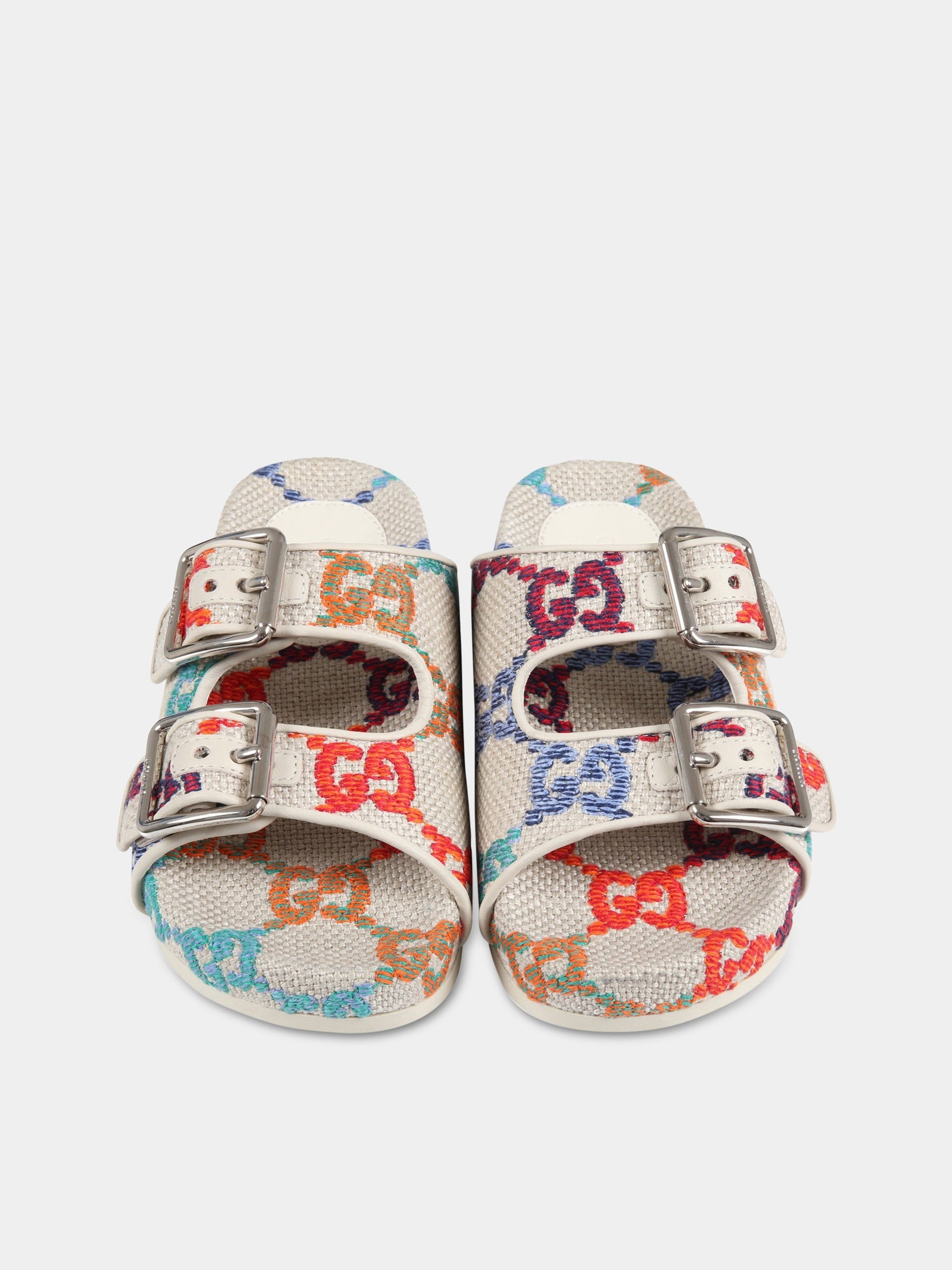 Sandali beige per bambini con doppia GG,Gucci Kids,685117 UFTE0 8470