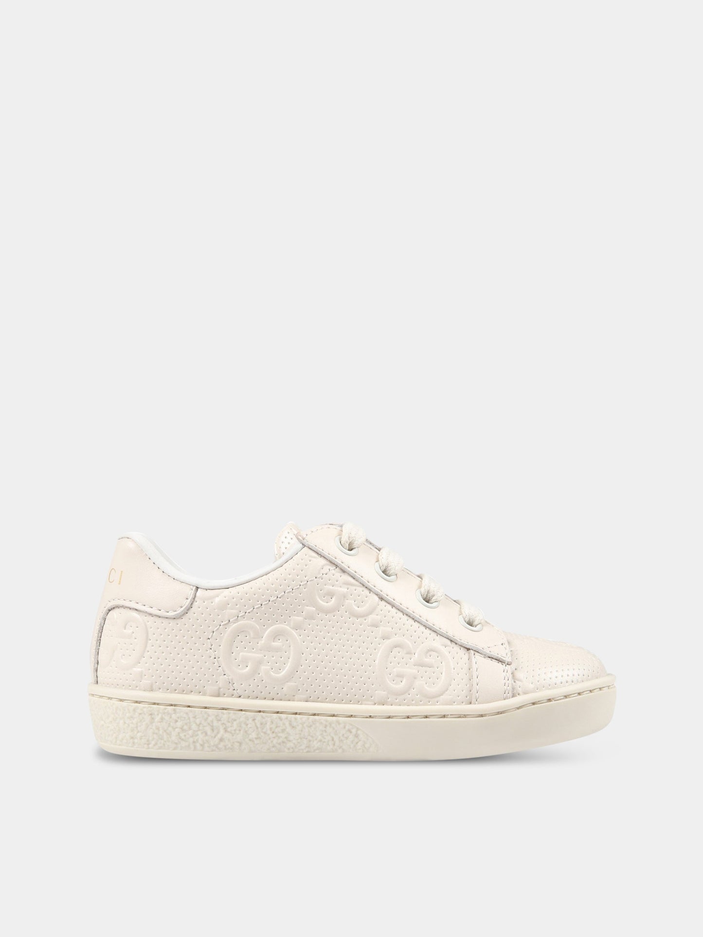 Snearkers beige per neonati con doppia GG,Gucci Kids,681375/77 UMT20 9022