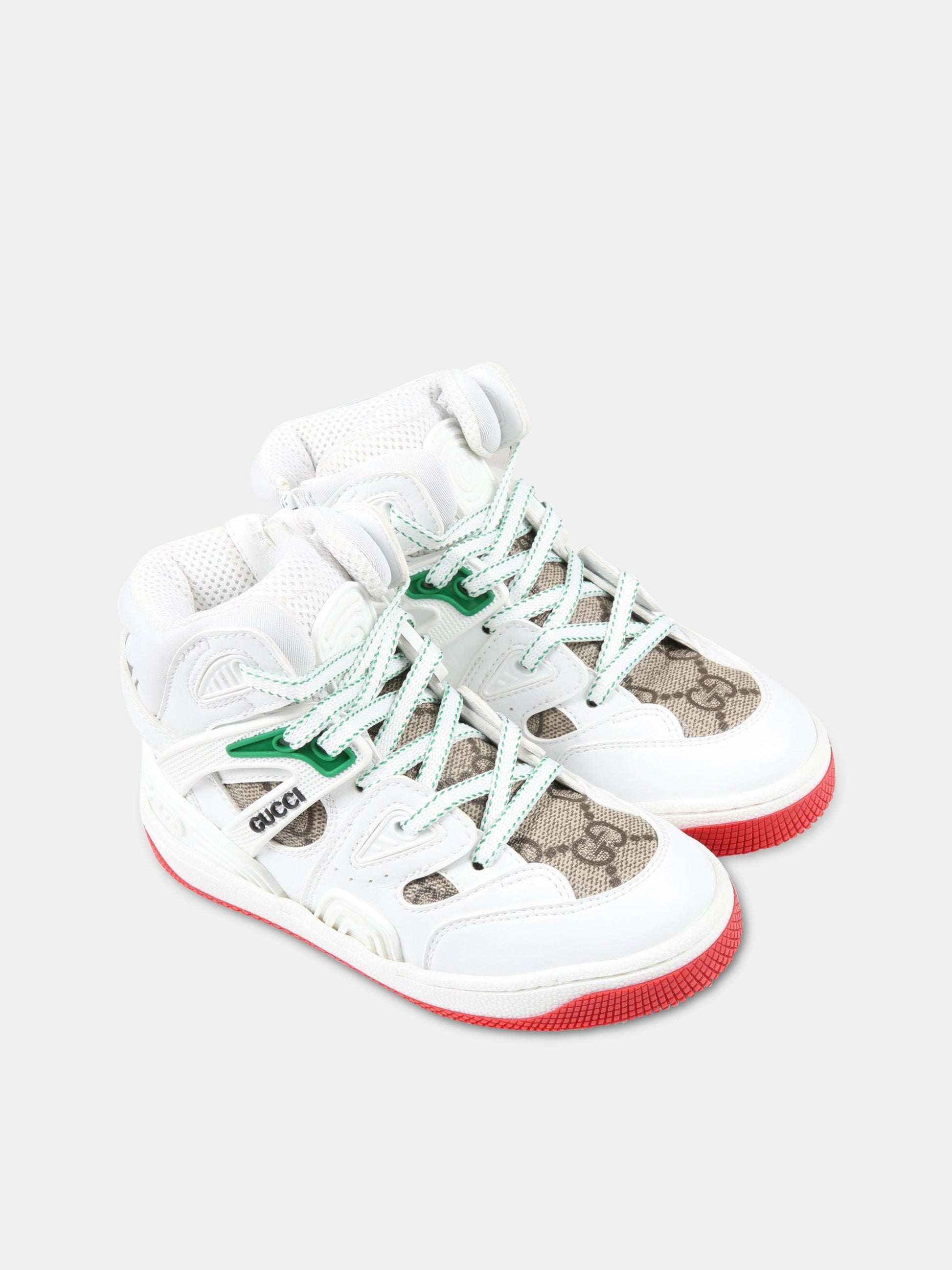 Sneakers bianche per bambini con doppia GG,Gucci Kids,681354 2SHG0 9076