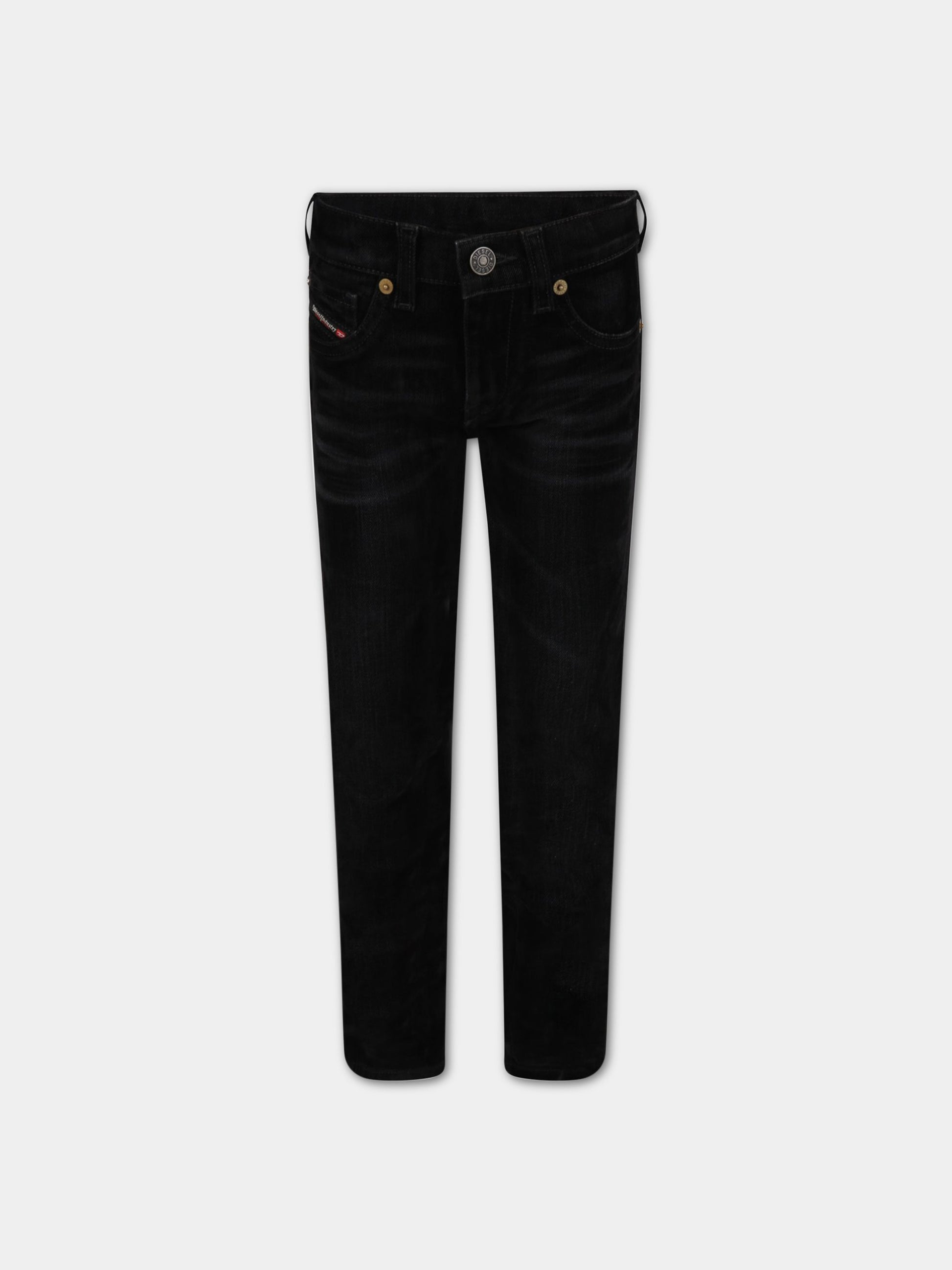 Jeans neri in velluto per bambino con logo,Diesel,00J46G KXB5G K02