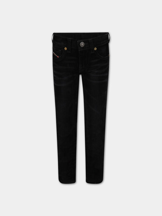 Jeans neri in velluto per bambino con logo,Diesel,00J46G KXB5G K02