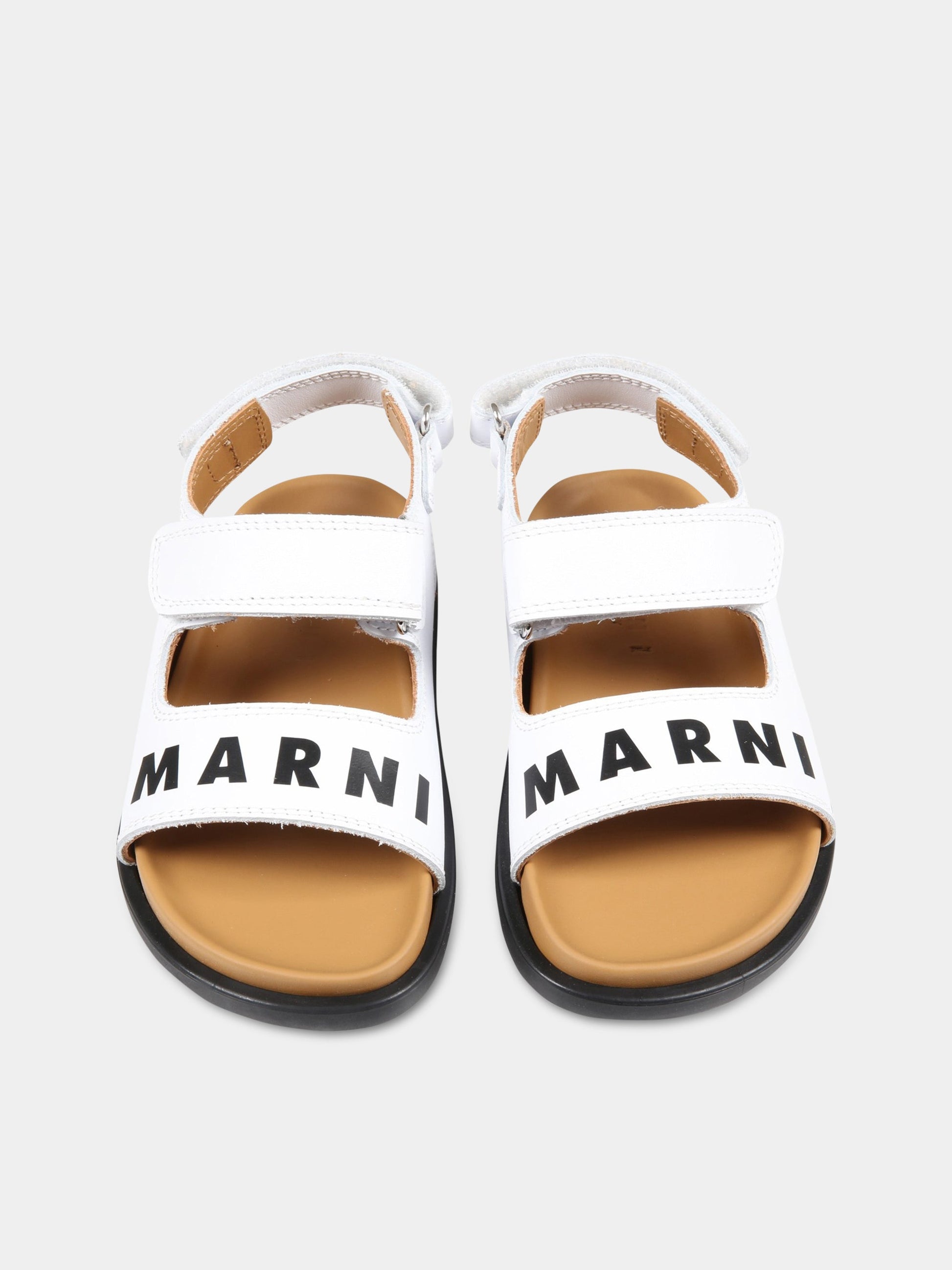 Sandali bianchi per bambini con logo nero,Marni Kids,70389