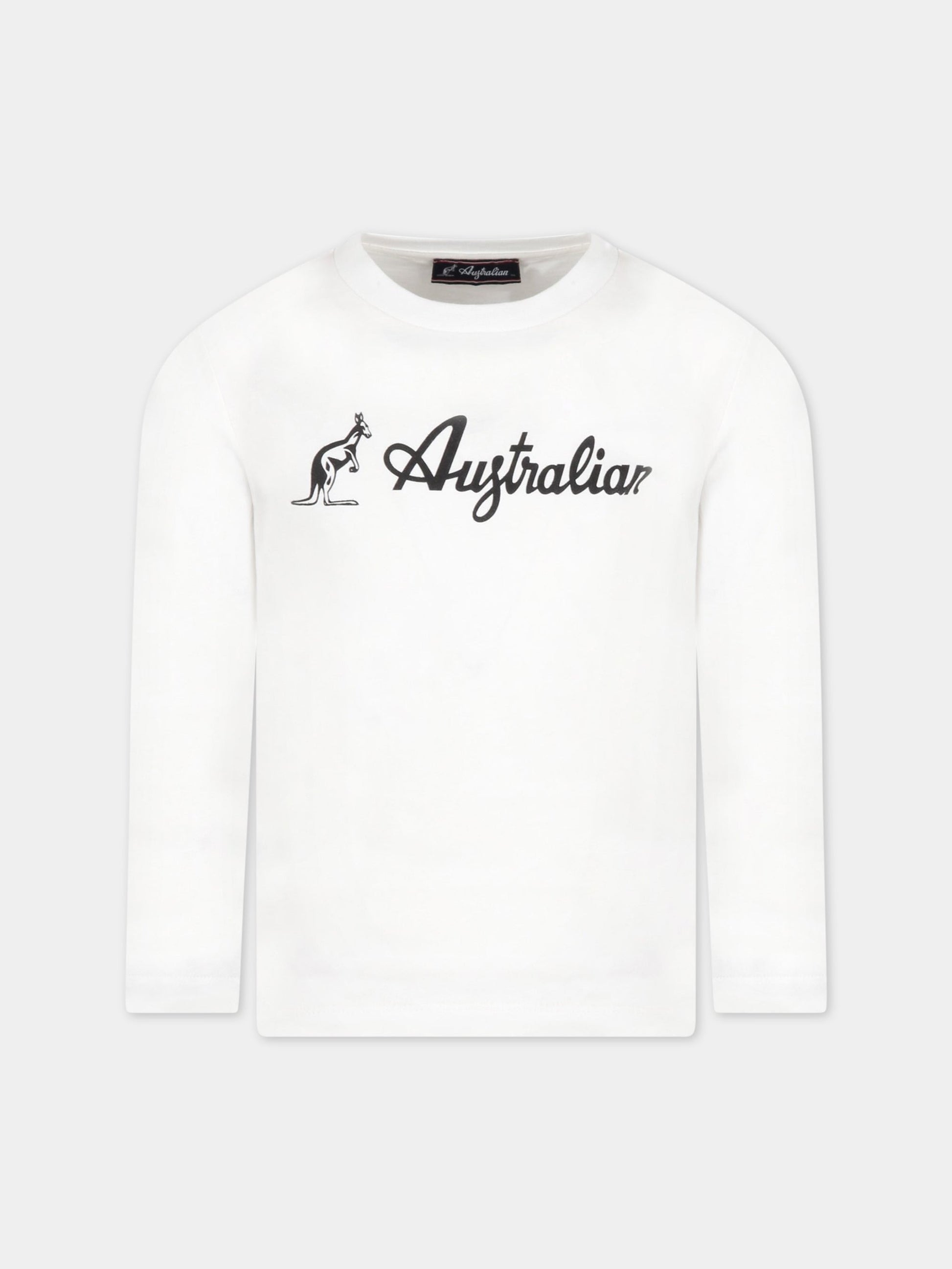 T-shirt bianca per bambino con logo,Australian,AS0375 002