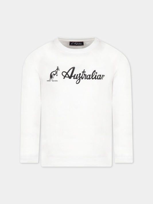 T-shirt bianca per bambino con logo,Australian,AS0375 002