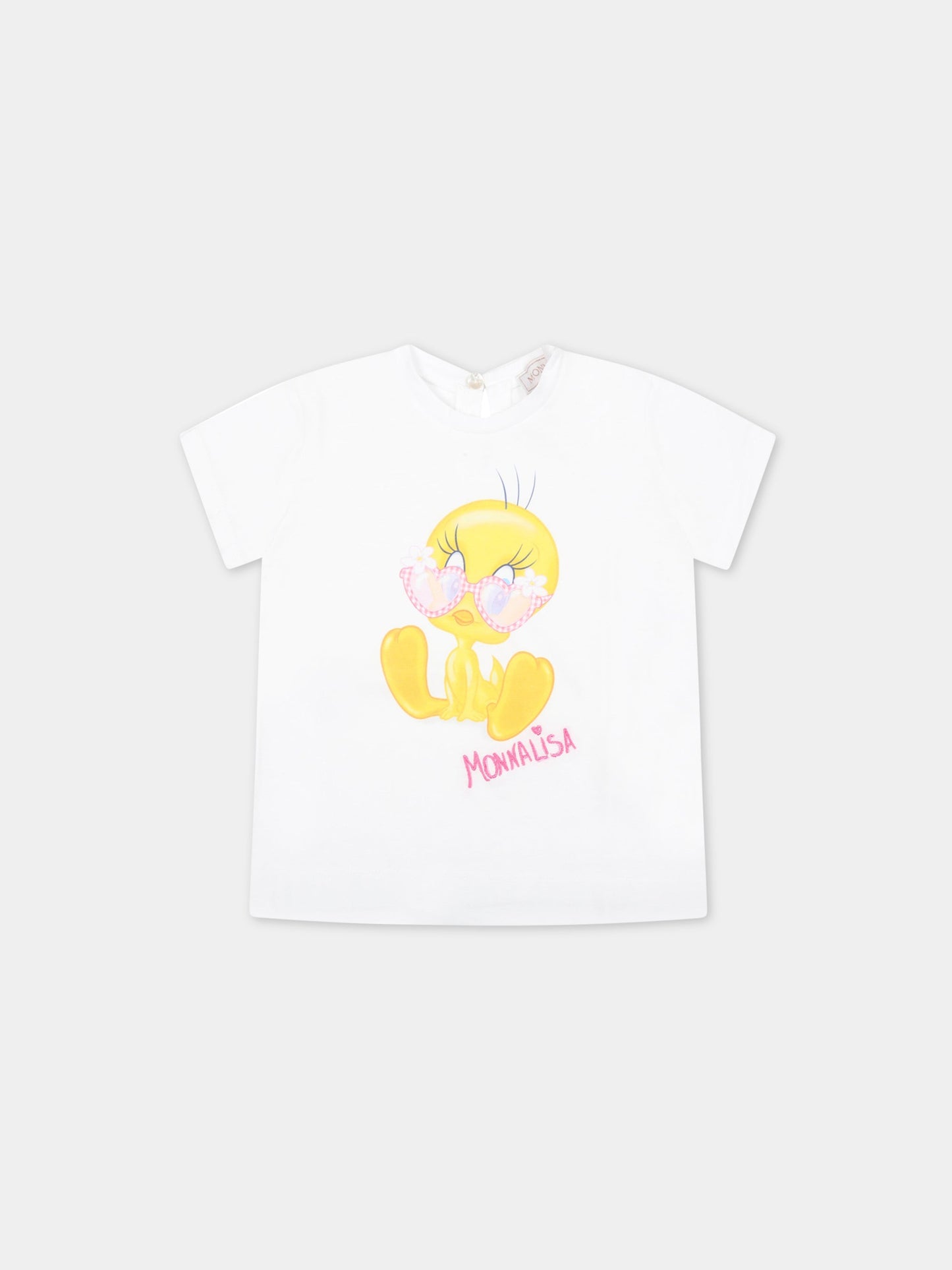 T-shirt bianca per neonata con Titti,Monnalisa,399609 9012 9993