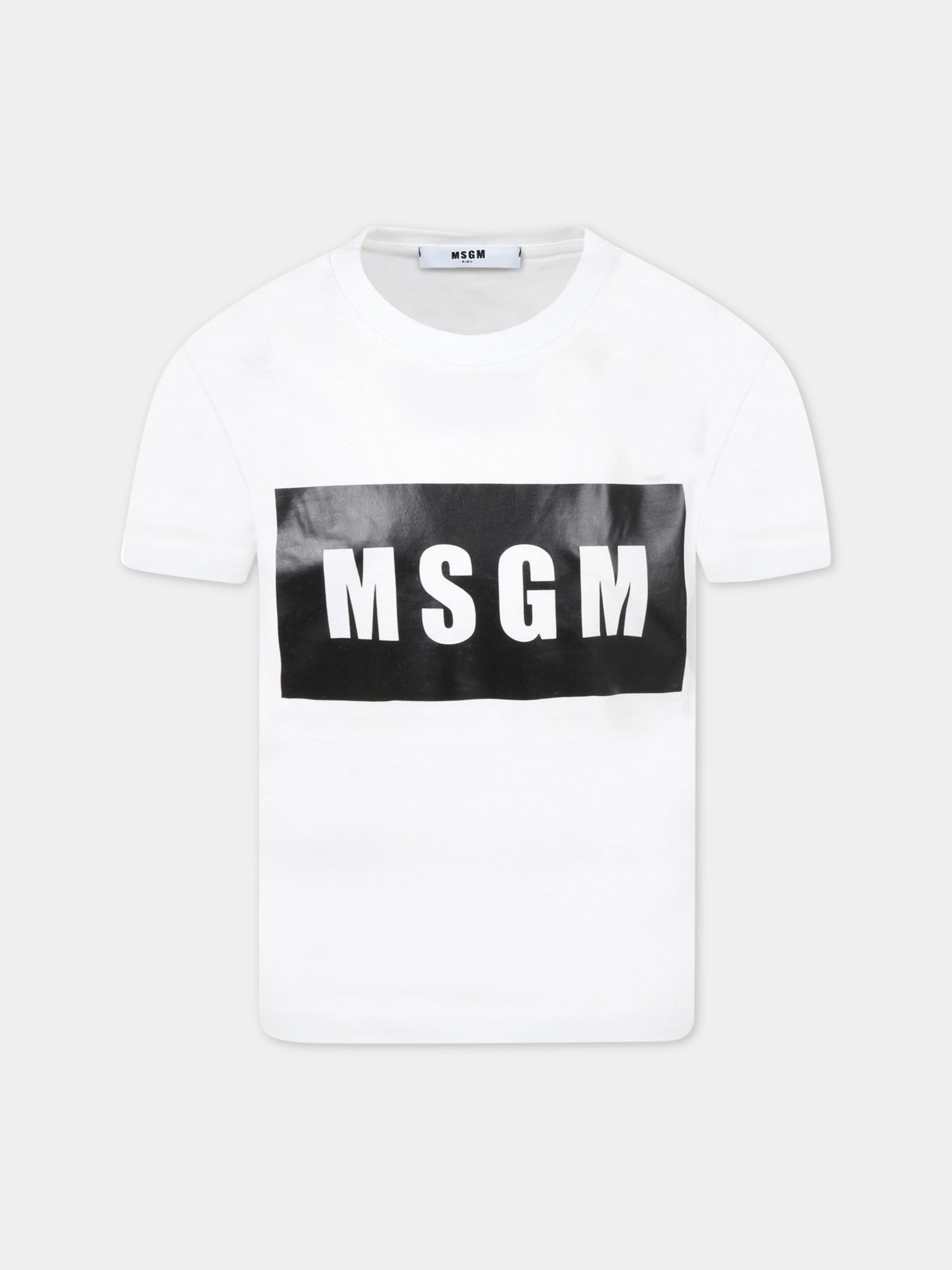 T-shirt bianca per bambini con logo,Msgm Kids,MS028727 001