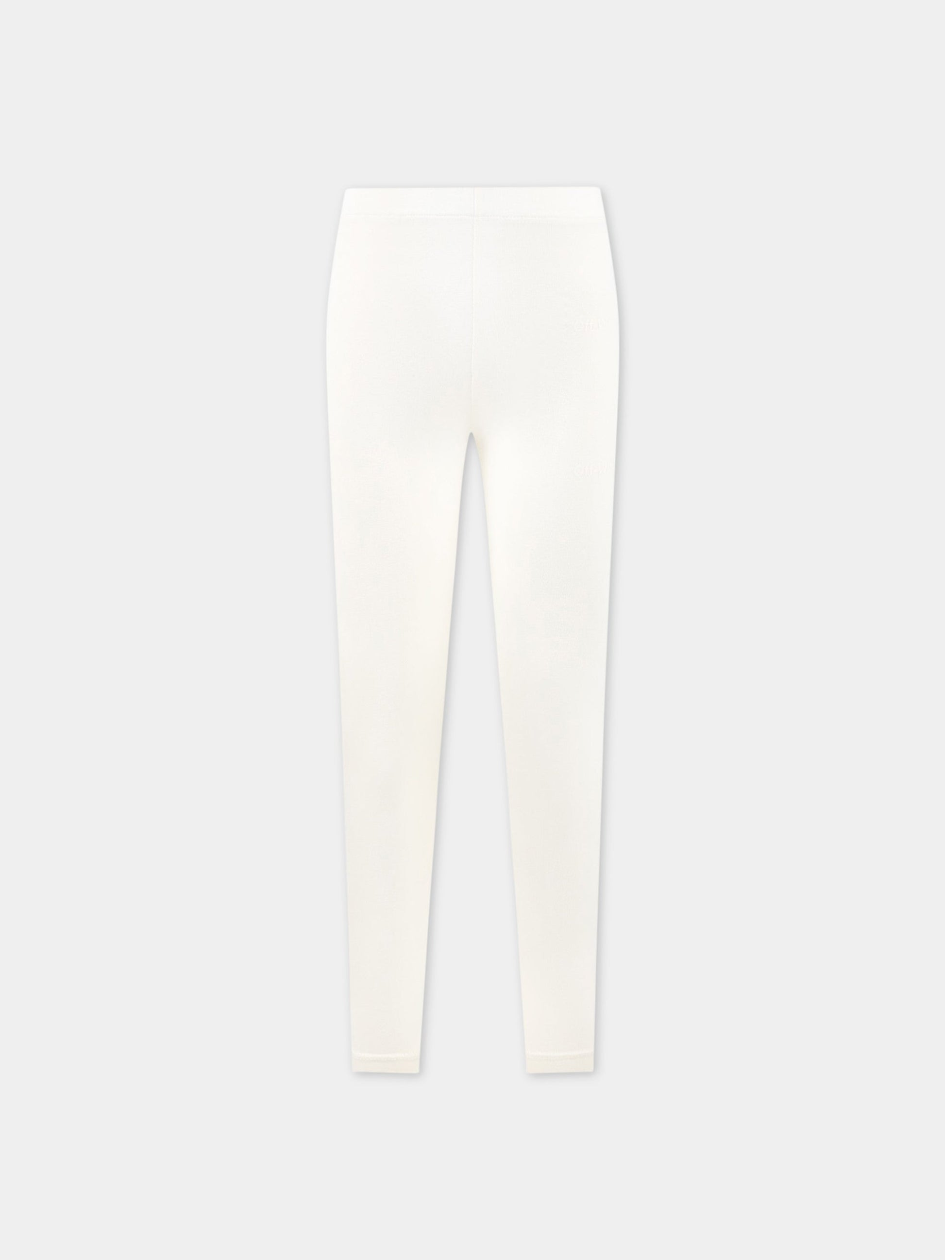 Leggings avorio per bambina con logo,Off White,OGCD001S22JER002 0303