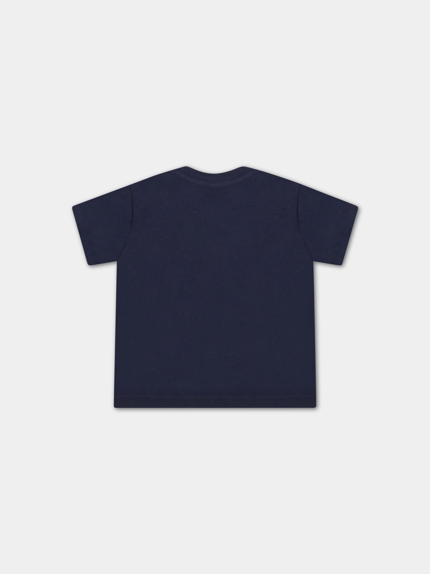 T-shirt blu per neonato con iconico cavallino,Ralph Lauren Kids,832904035-