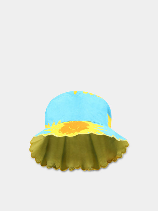 Cloche celeste per bambina con fiori gialli,Stella Mccartney Kids,8Q0AB7 Z0142 613GL