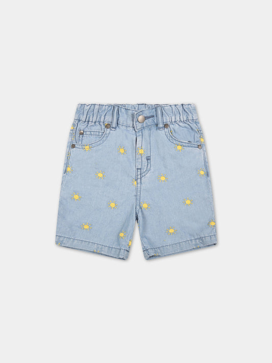 Shorts celesti per neonata con sole giallo,Stella Mccartney Kids,8Q6TN9 Z0213 606