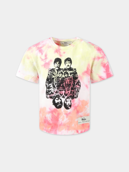 T-shirt multicolor tie-dye per bambini con Beatles,Stella Mccartney Kids,8Q8BQ1 Z0632 999MC