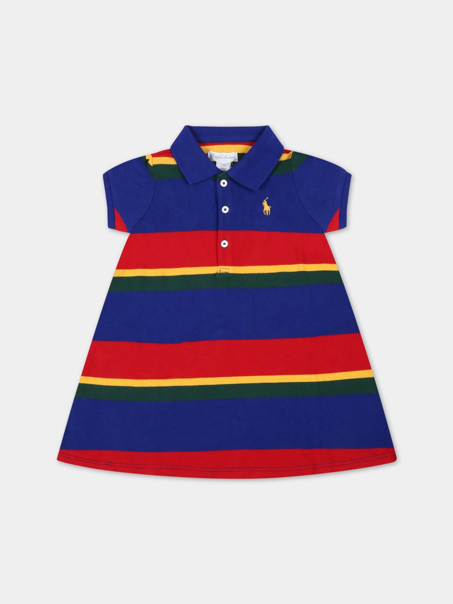 Vestito multicolor per neonata con cavallino,Ralph Lauren Kids,874035001