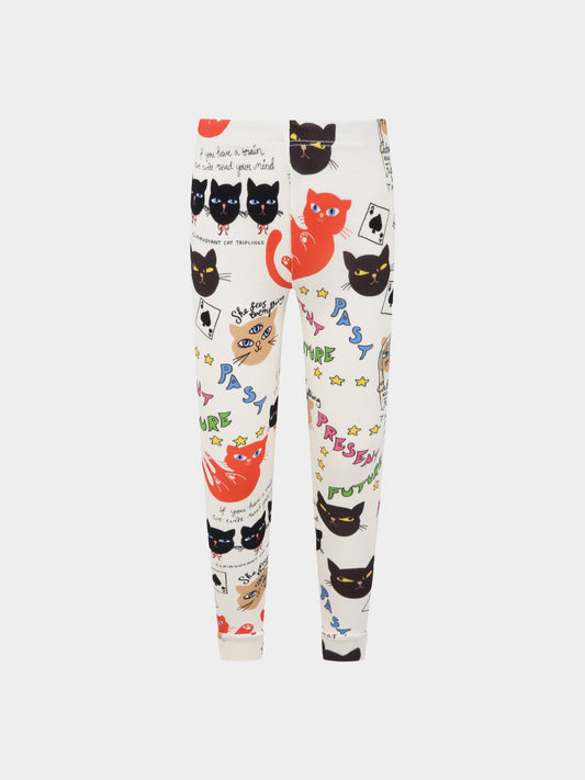 Leggings avorio per bambini con stampa Clairvoyant Cats,Mini Rodini,2263011200