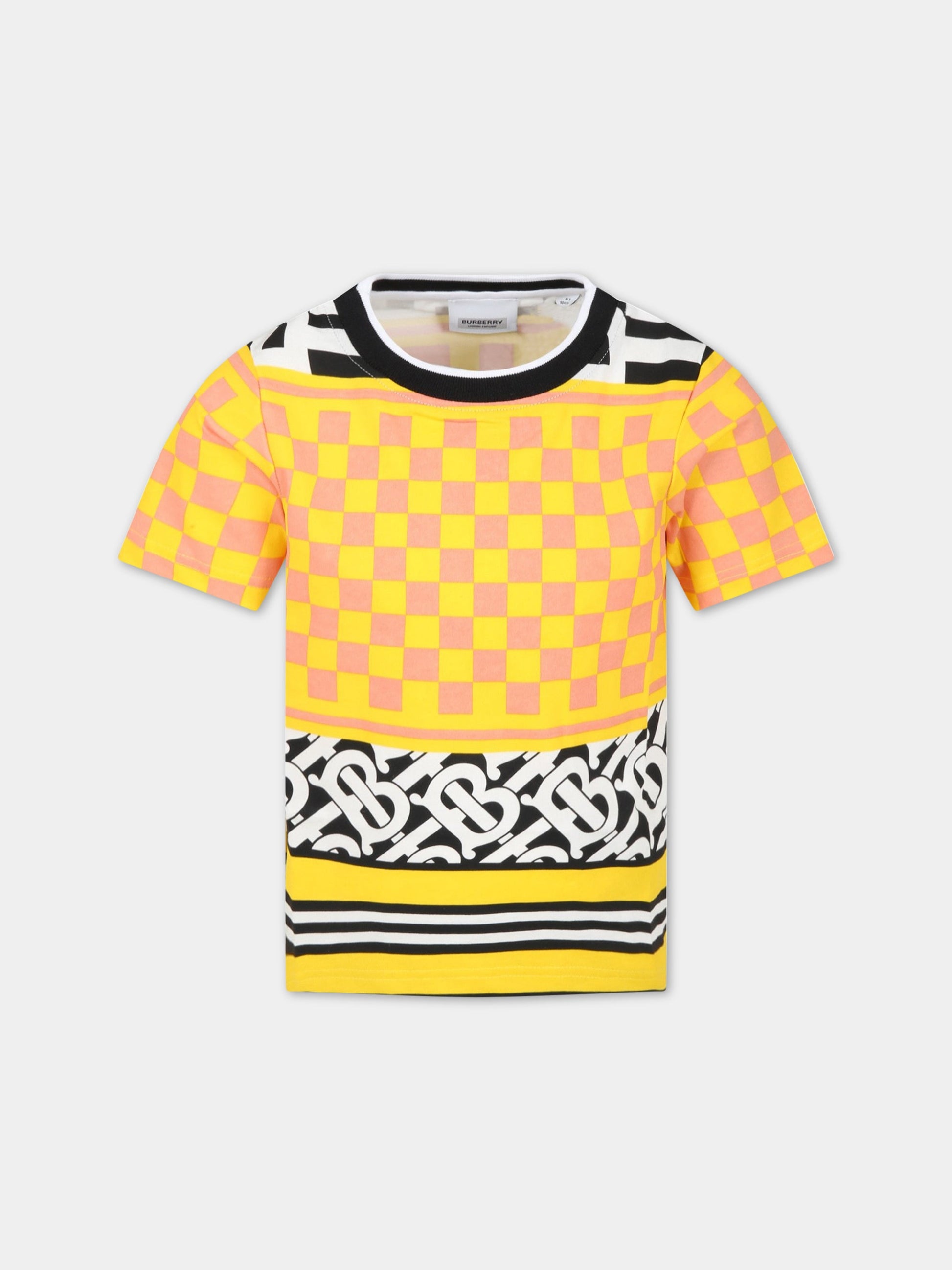 T-shirt multicolor per bambini con stampe iconiche,Burberry Kids,8048036