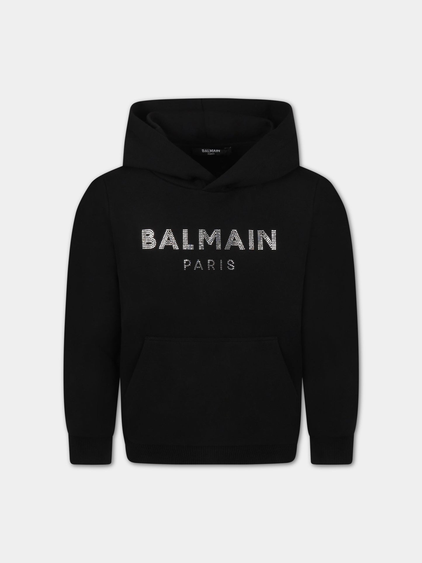 Felpa nera per bambina con logo,Balmain Kids,6R4B00 Z0739 930