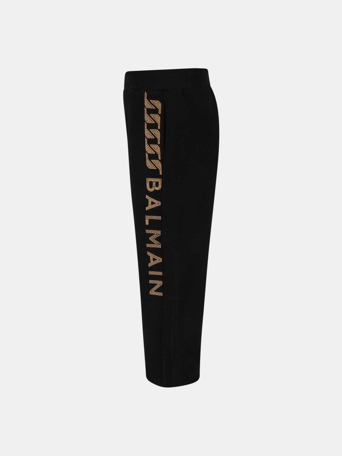 Pantalone nero per bambina con logo di borchie,Balmain Kids,6R6C20 Z0739 930OR