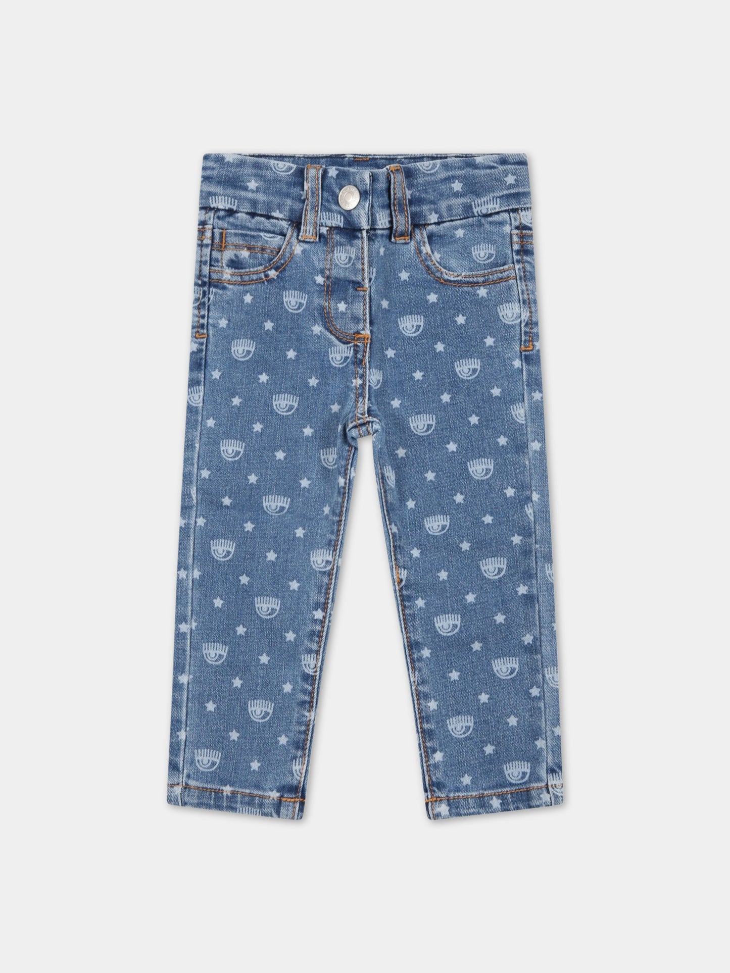 Jeans blu per neonata con iconici occhiolini e stelle,Chiara Ferragni Collection,530402 0031 0056