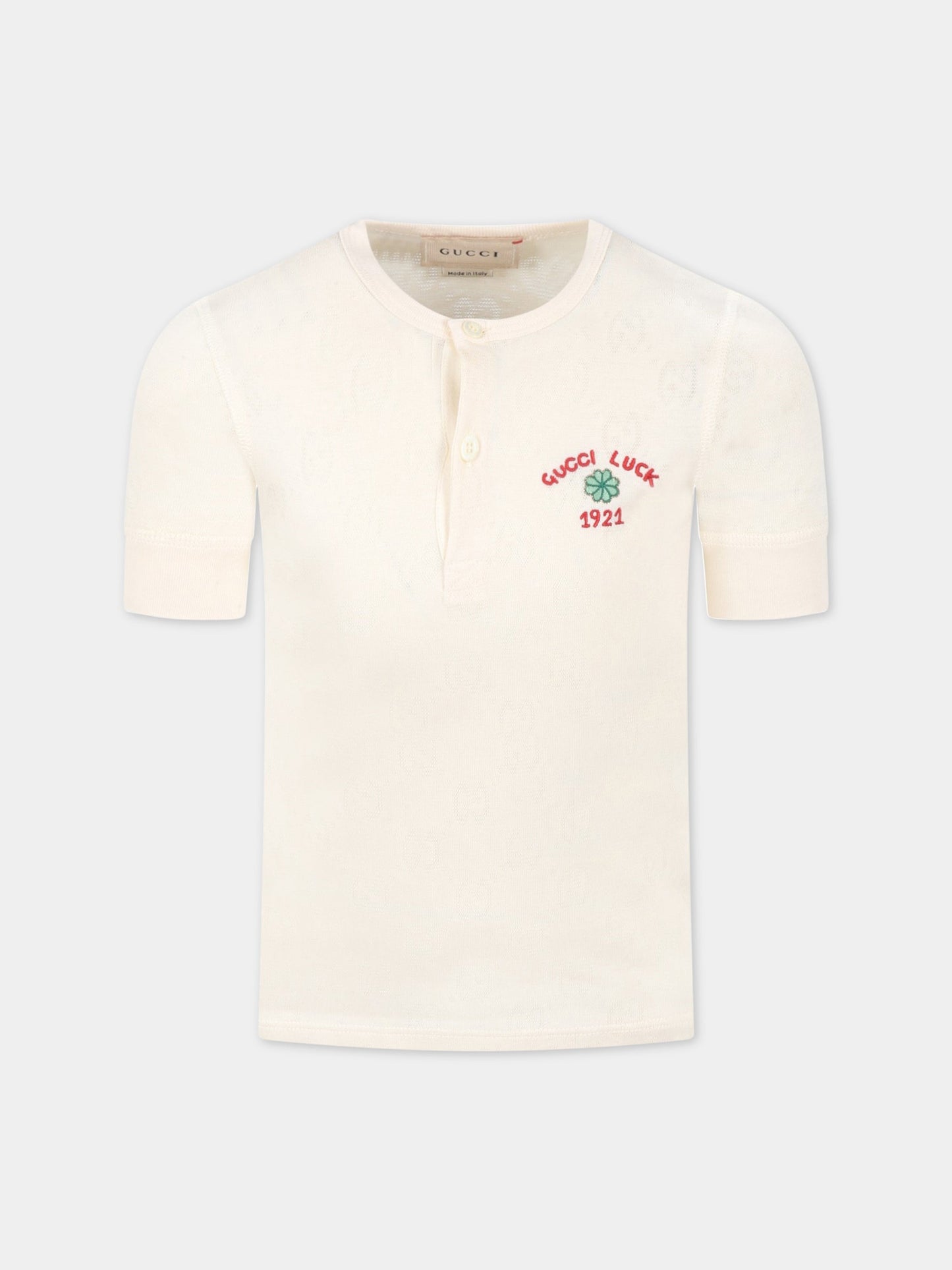 T-shirt avorio per bambini con motivo GG,Gucci Kids,692503 XJEIF 9692